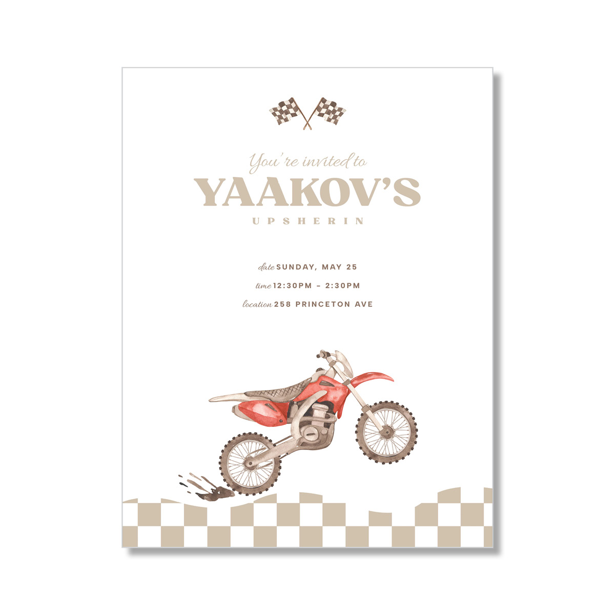 Dirt Bike Upsherin Digital Invite