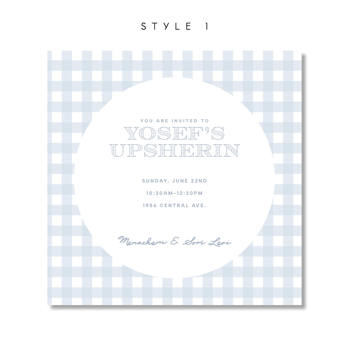 Blue Gingham Upsherin Digital Invite