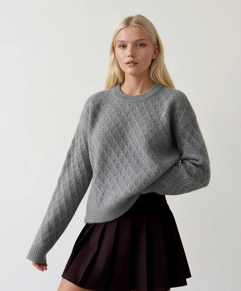 Gray cable knit sweater