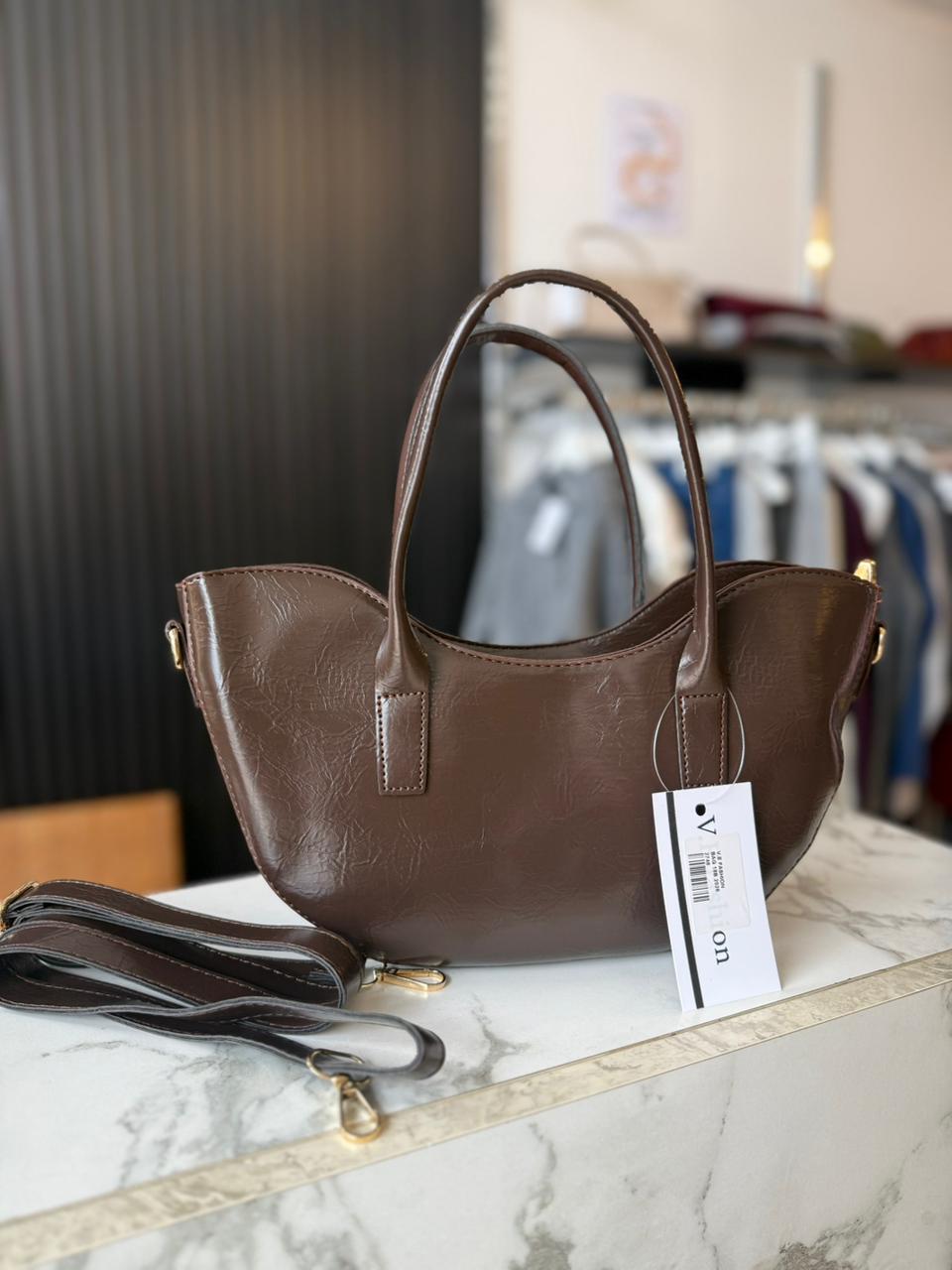 Faux leather shoulder bag