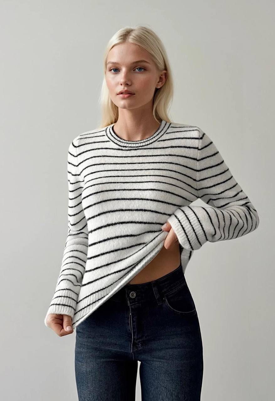 Stripped wool top