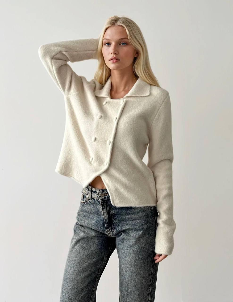 Double-Breasted Knit Jacket