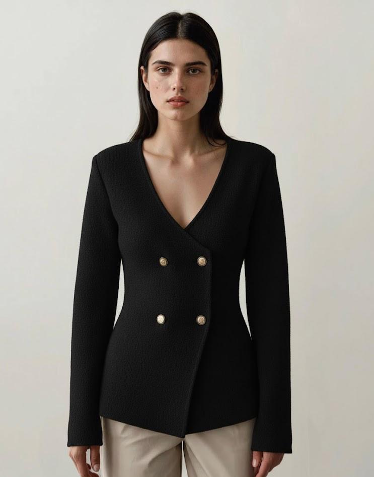 Double-breasted wrap blazer