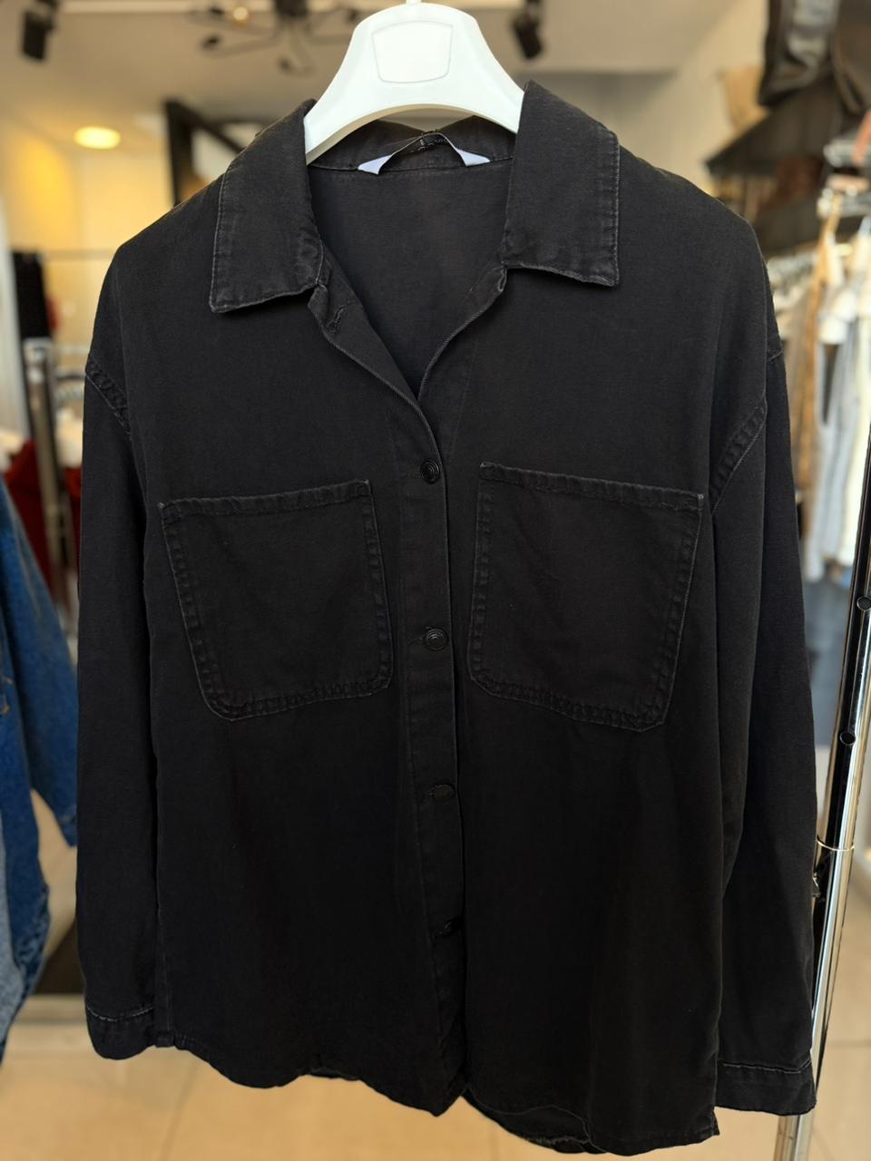 Black denim shirt