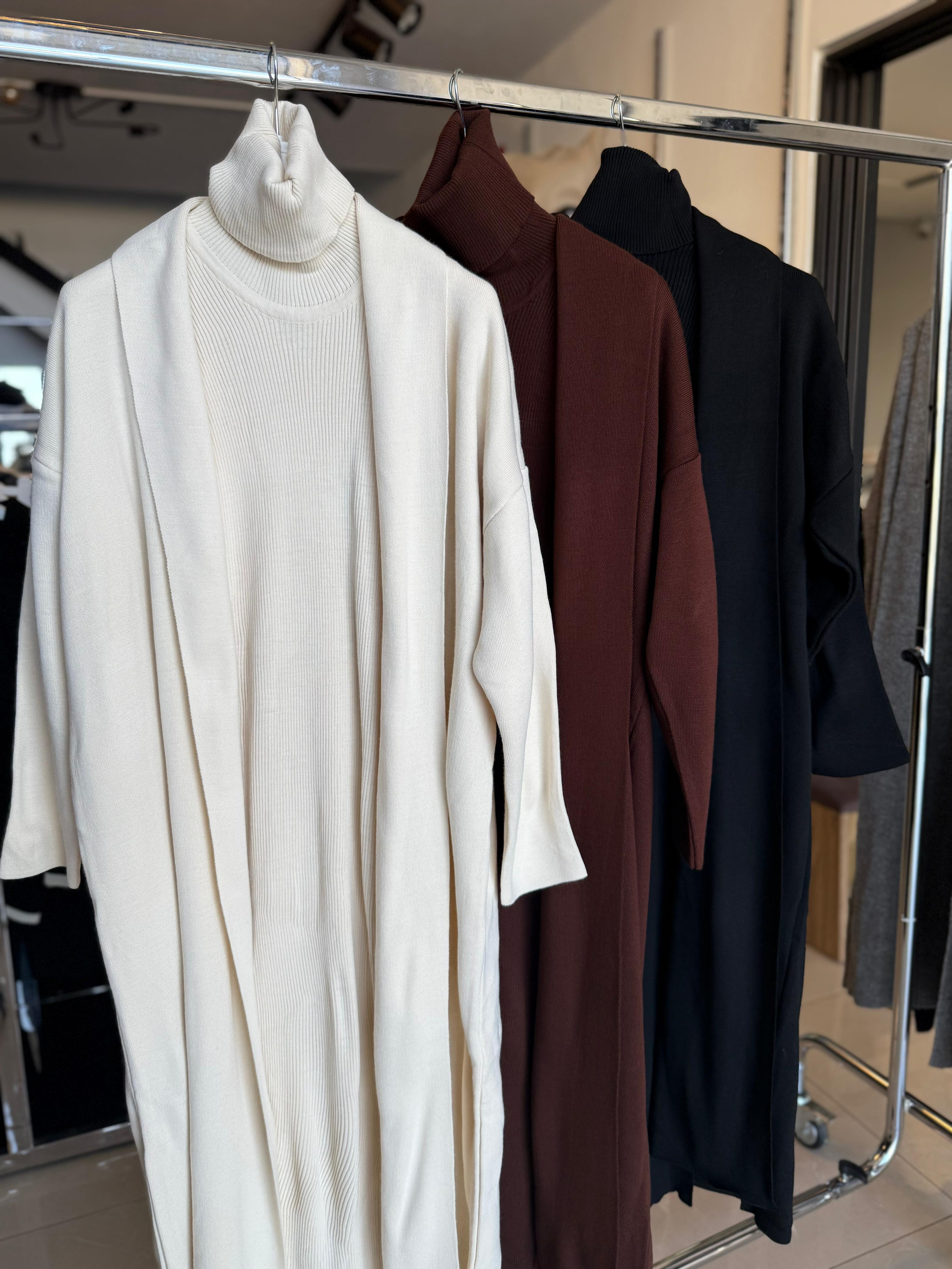 Wool dress with cardigan