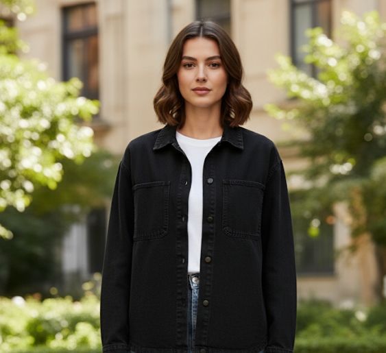 Black denim shirt