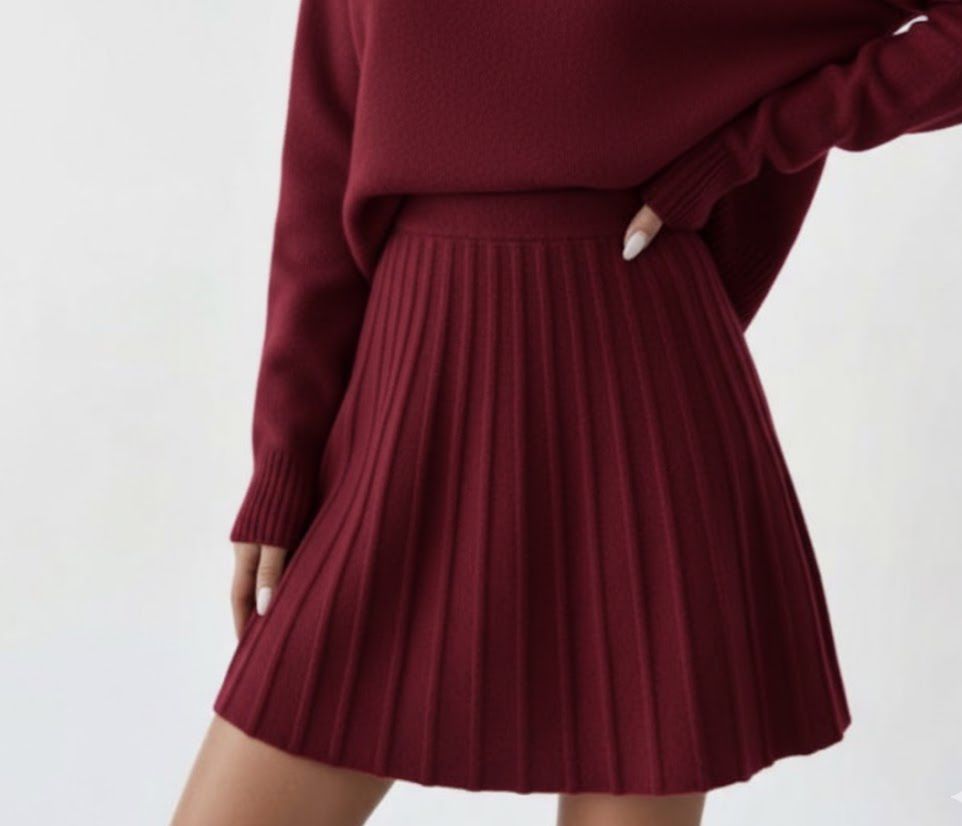 Ribbed Pleated Skirt