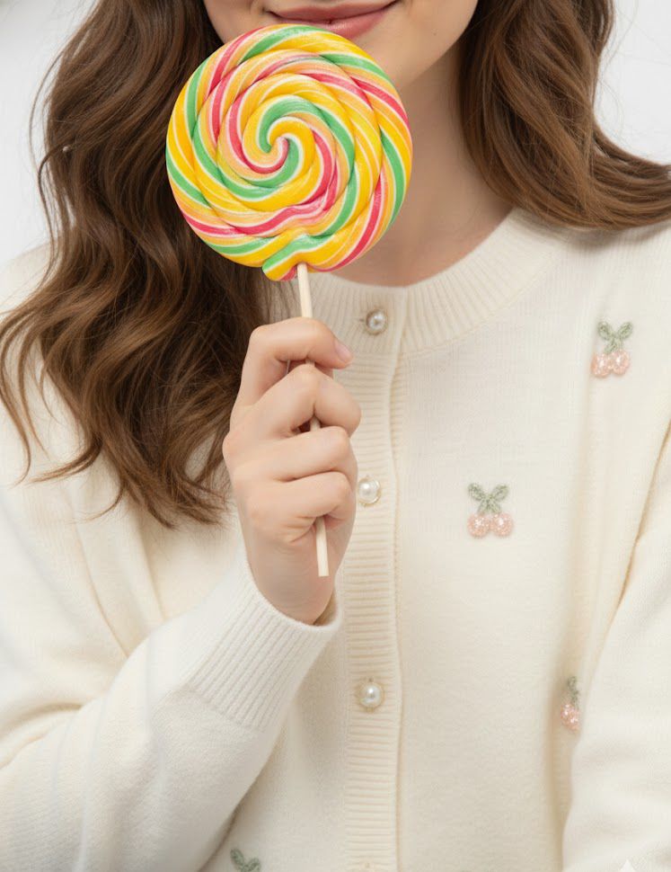 Pearl button cherry cardigan