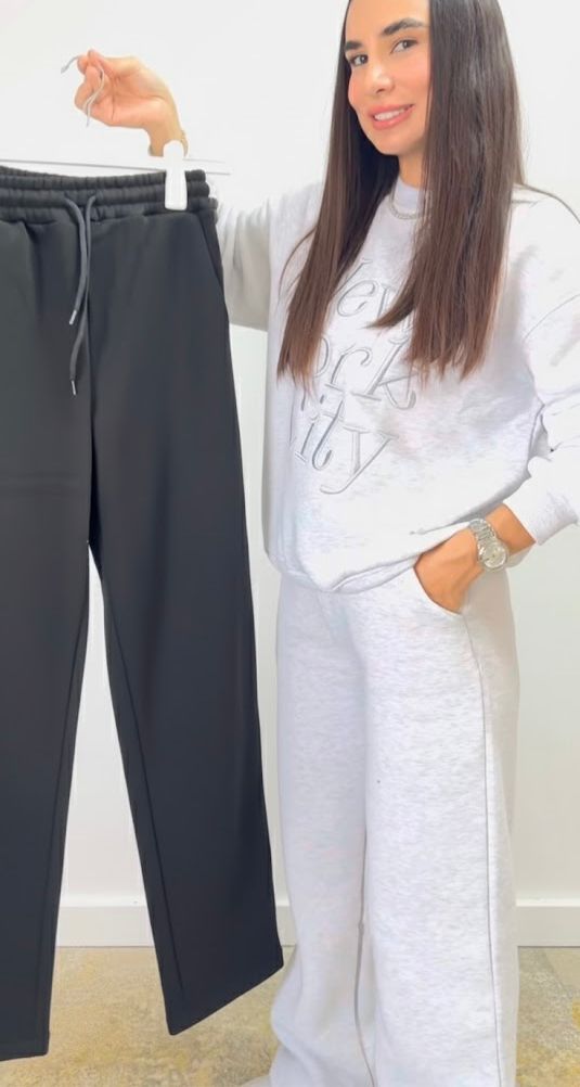 Sweatpants fleece inside wide leg