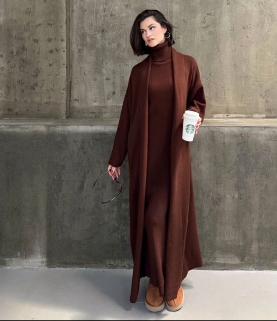 Wool dress with cardigan