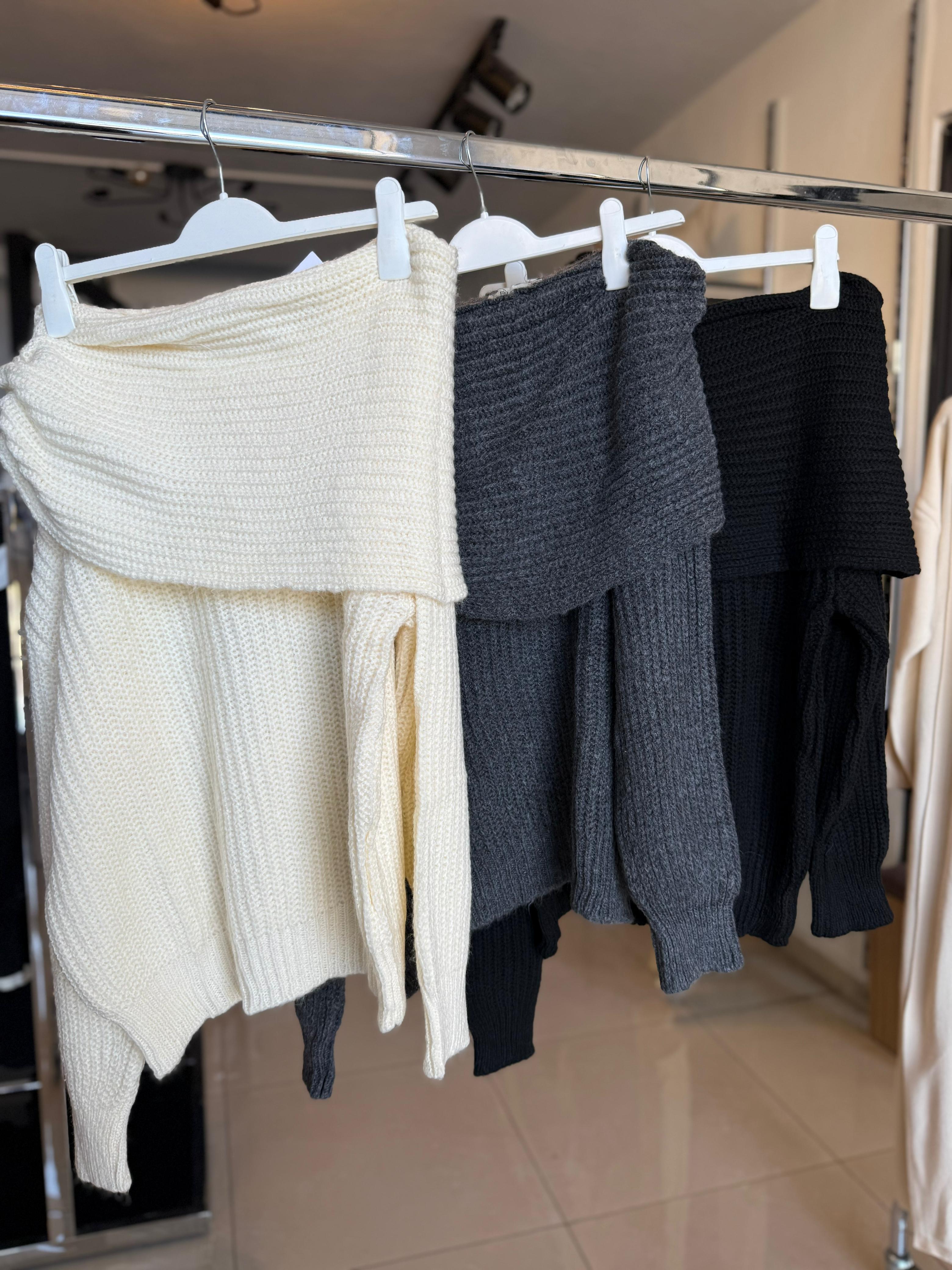 Off shoulder knit sweater