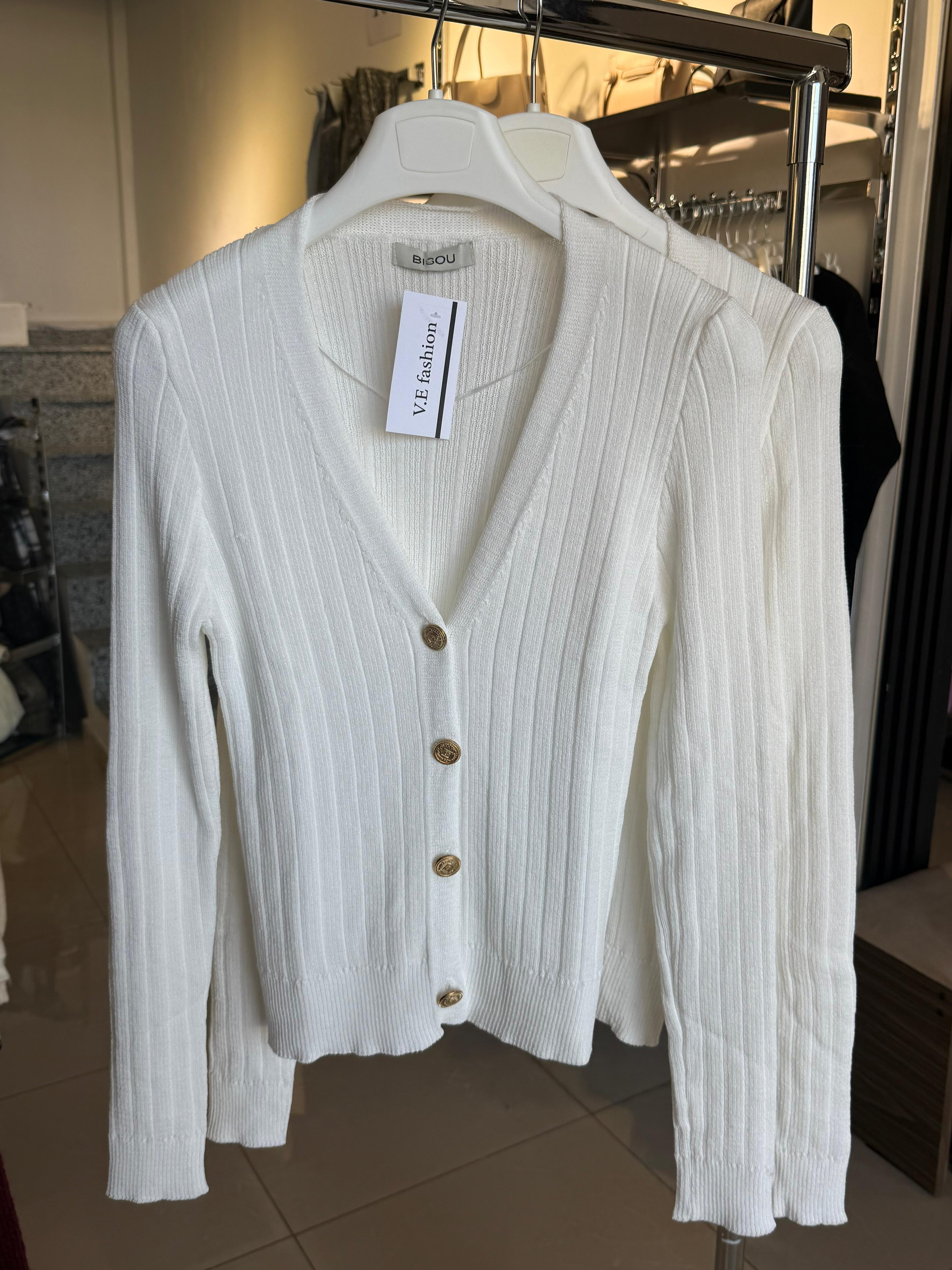 Ribbed V-Neck Cardigan