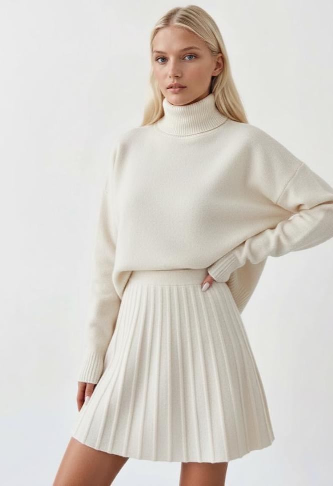 Ribbed Pleated Skirt