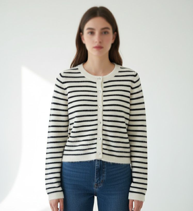 Striped knit cardigan