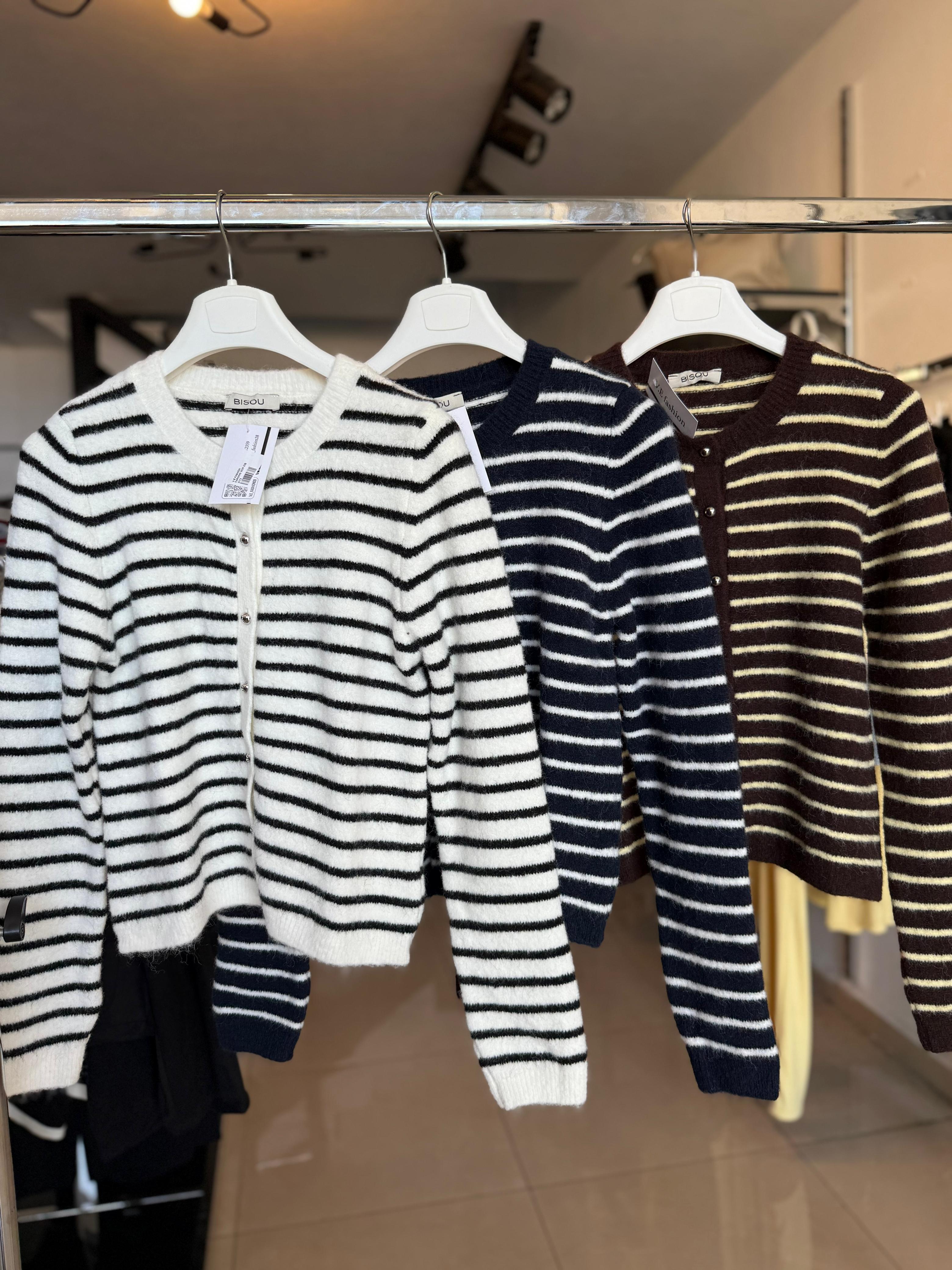 Striped knit cardigan