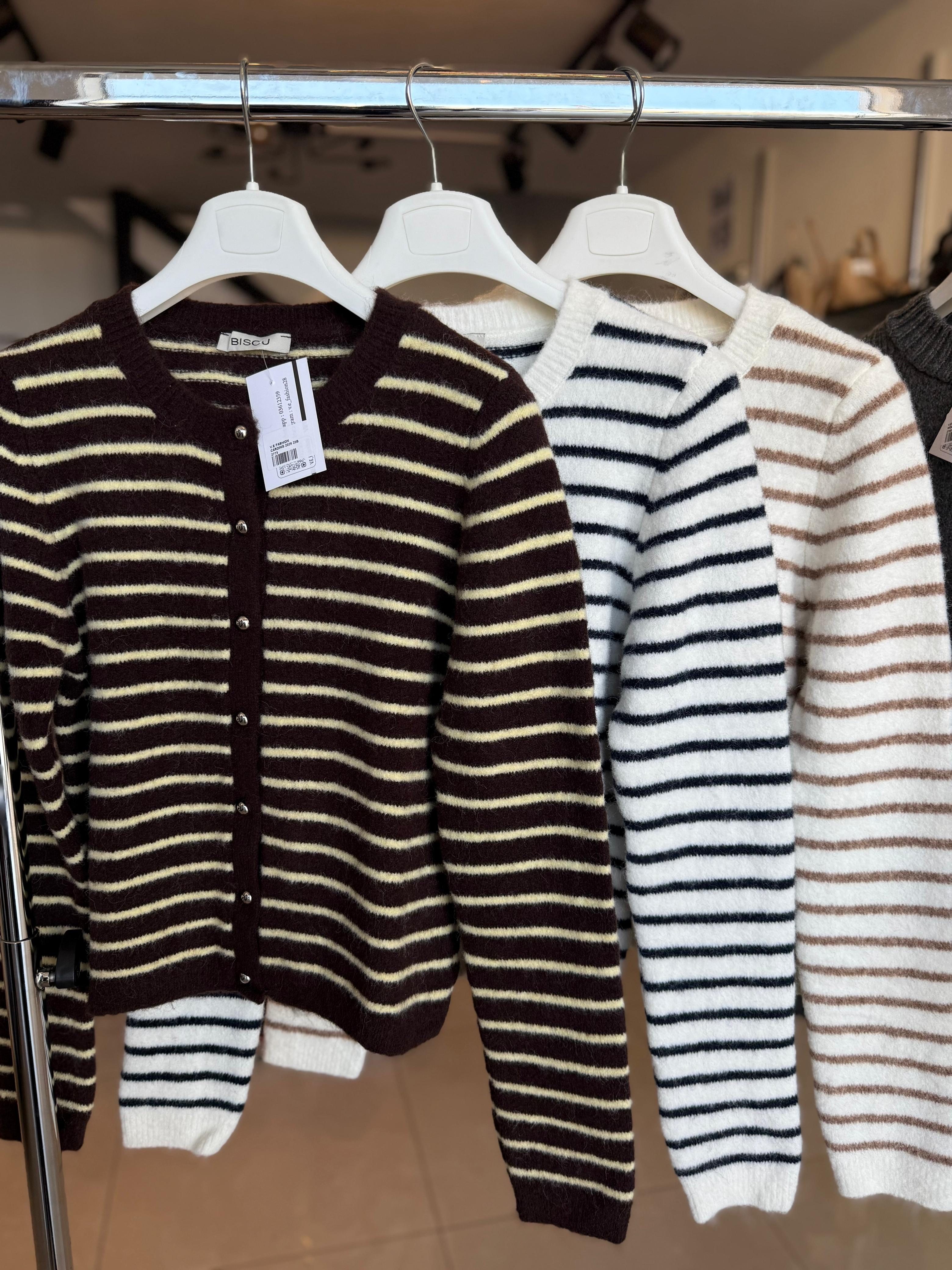 Striped knit cardigan