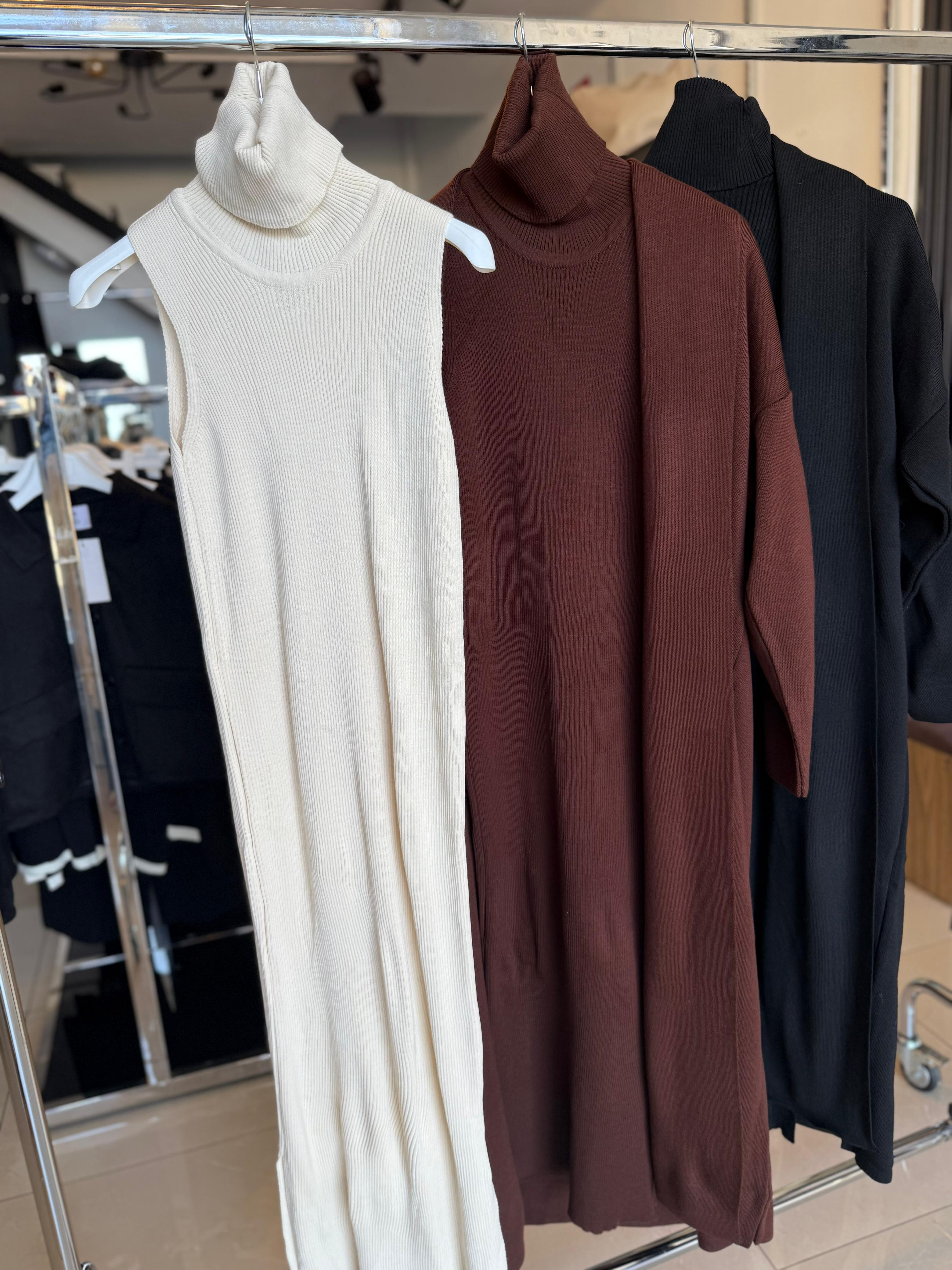 Wool dress with cardigan