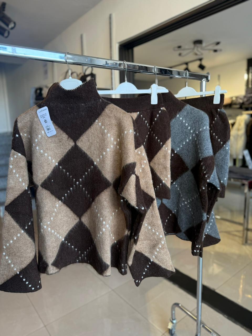 Argyle sweater and skirt