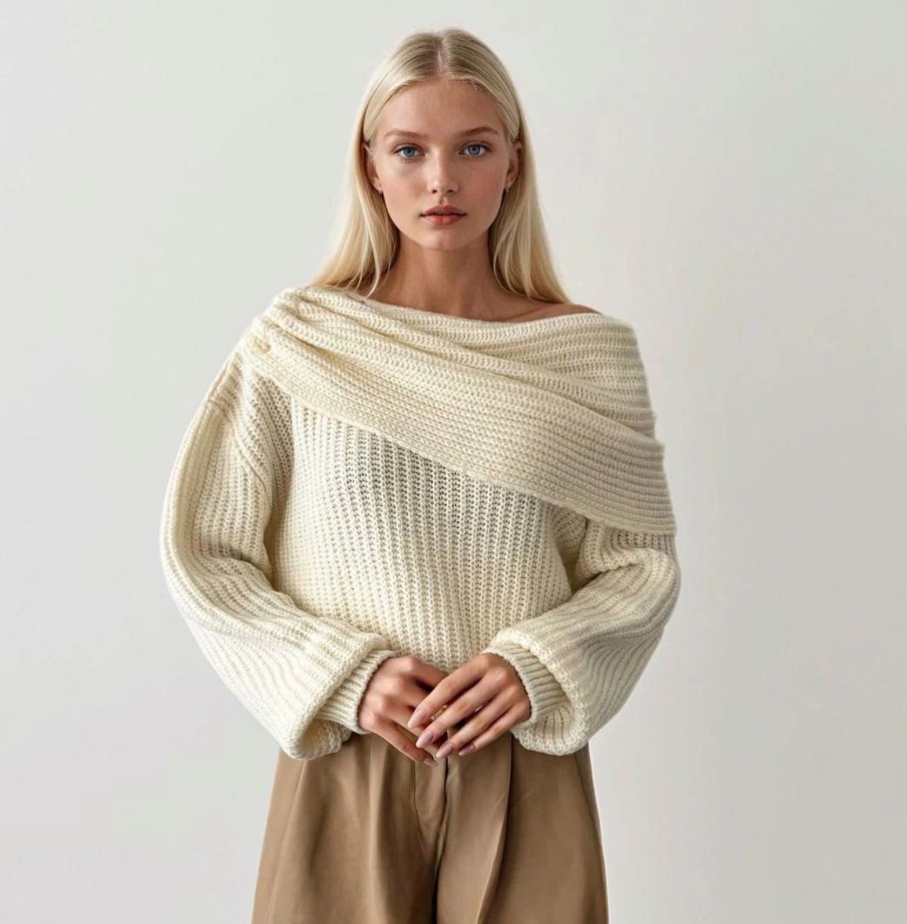 Off shoulder knit sweater