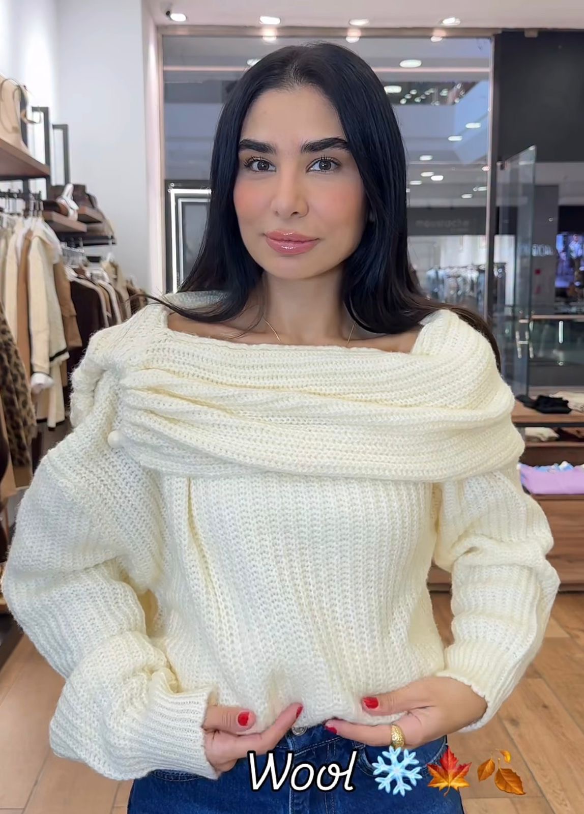 Off shoulder knit sweater
