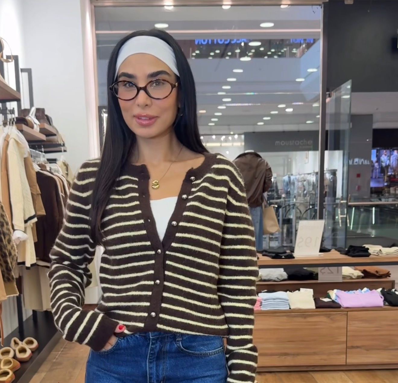 Striped knit cardigan