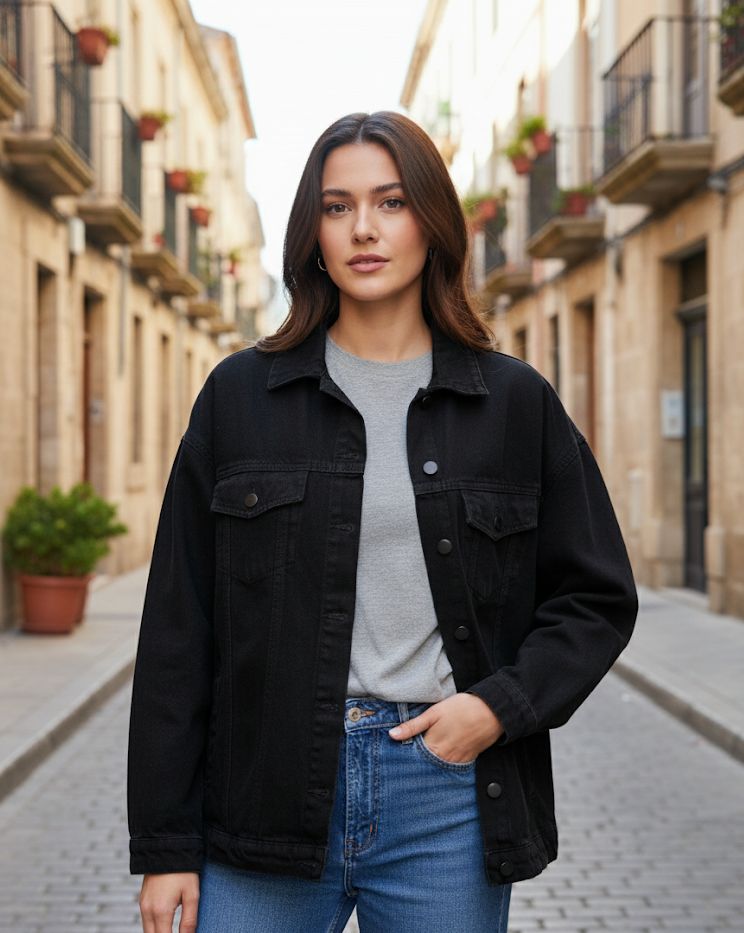 Black denim jacket