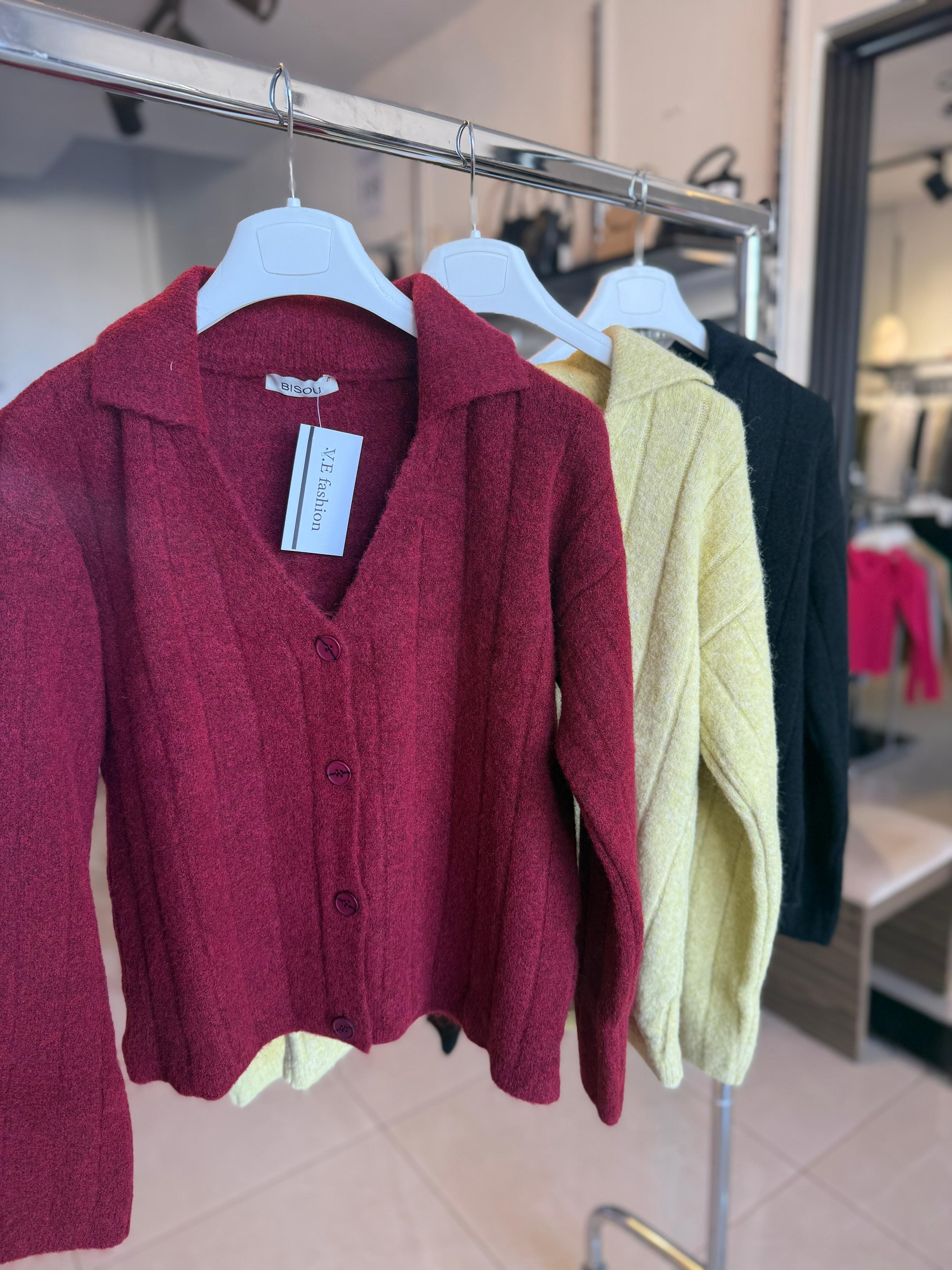 Rib Knit Polo Cardigan 