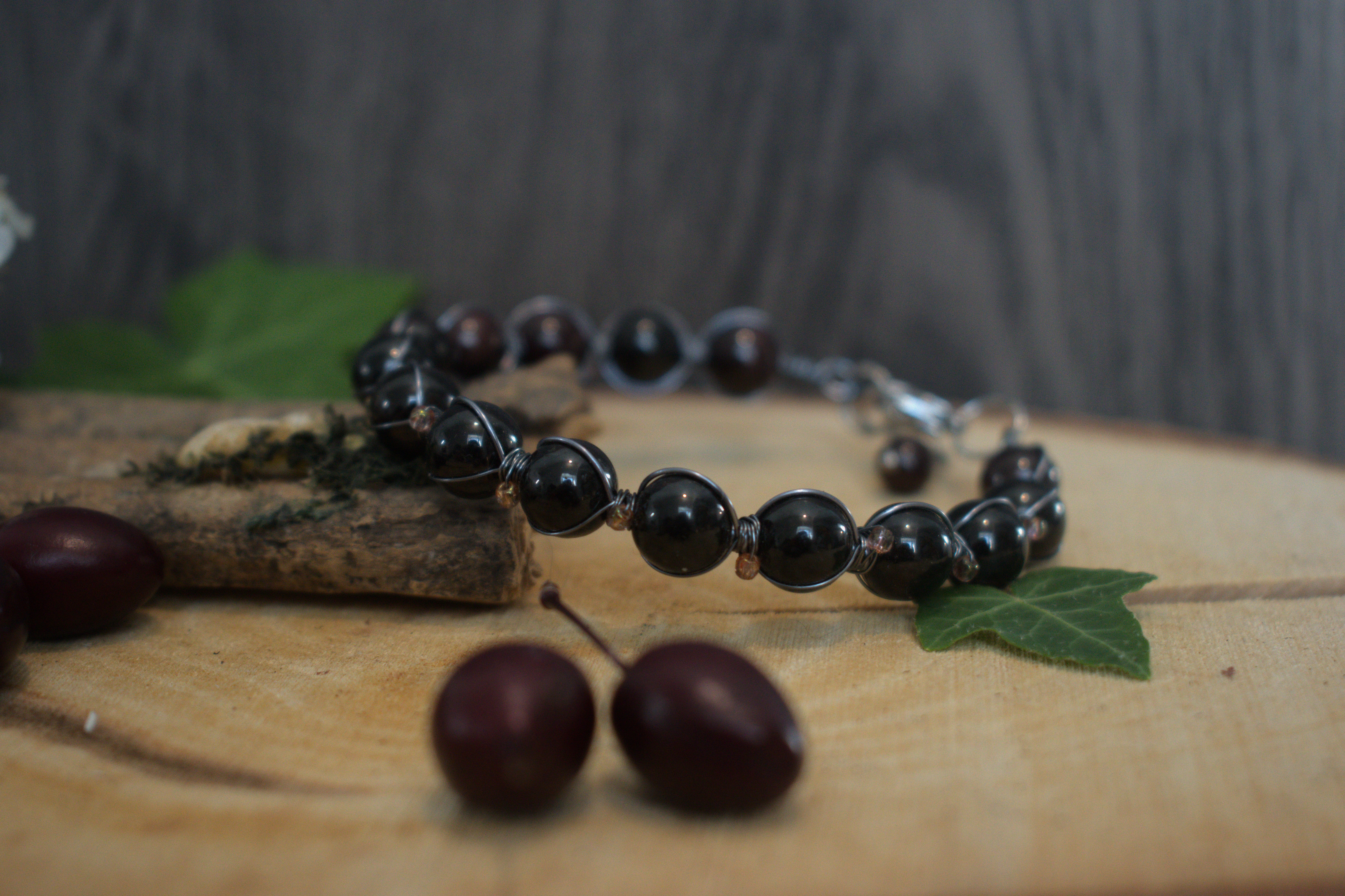 Bracelet ~Aralia~ Obsidienne