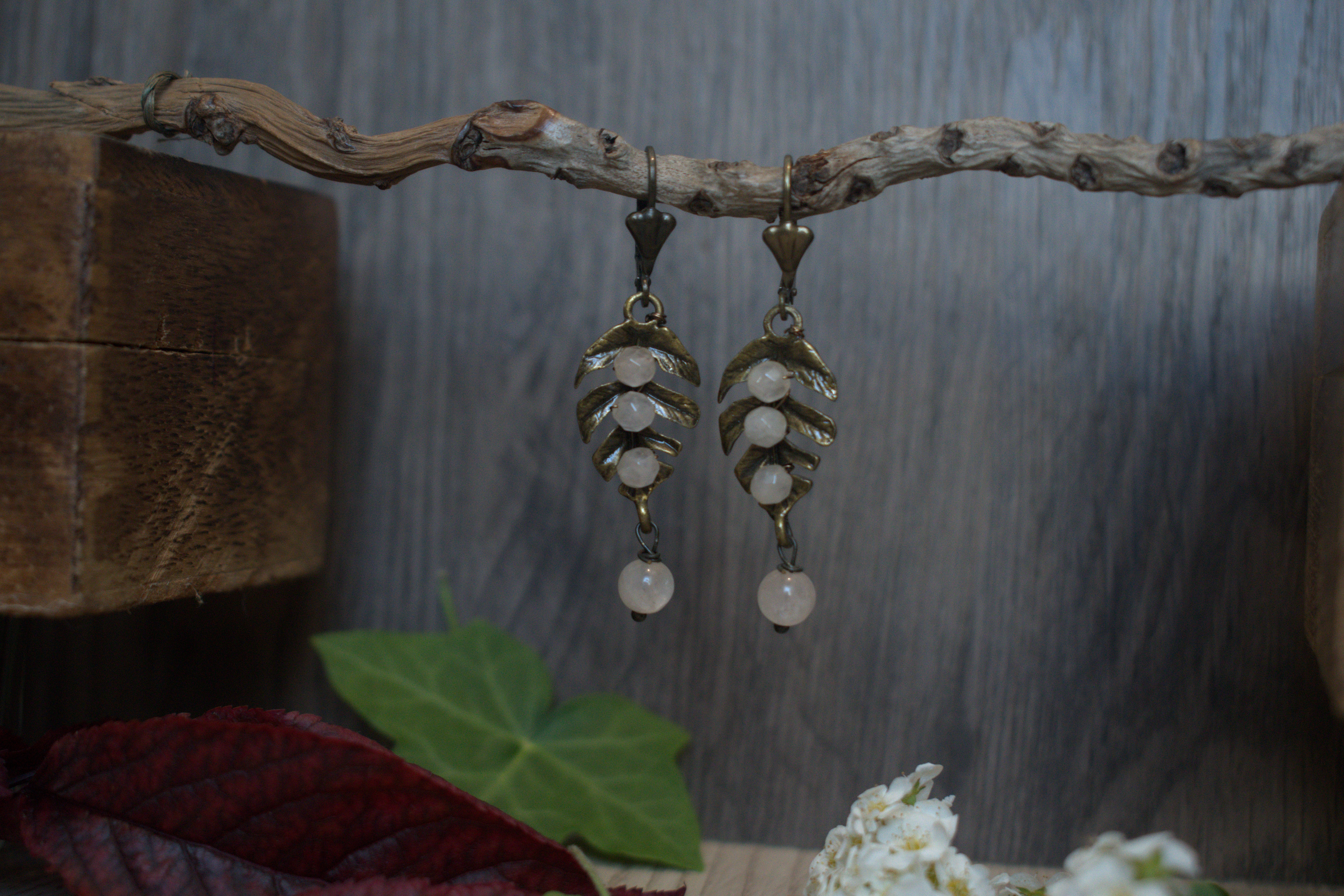 Boucles d'Oreilles ~Servilia~ Quartz Rose