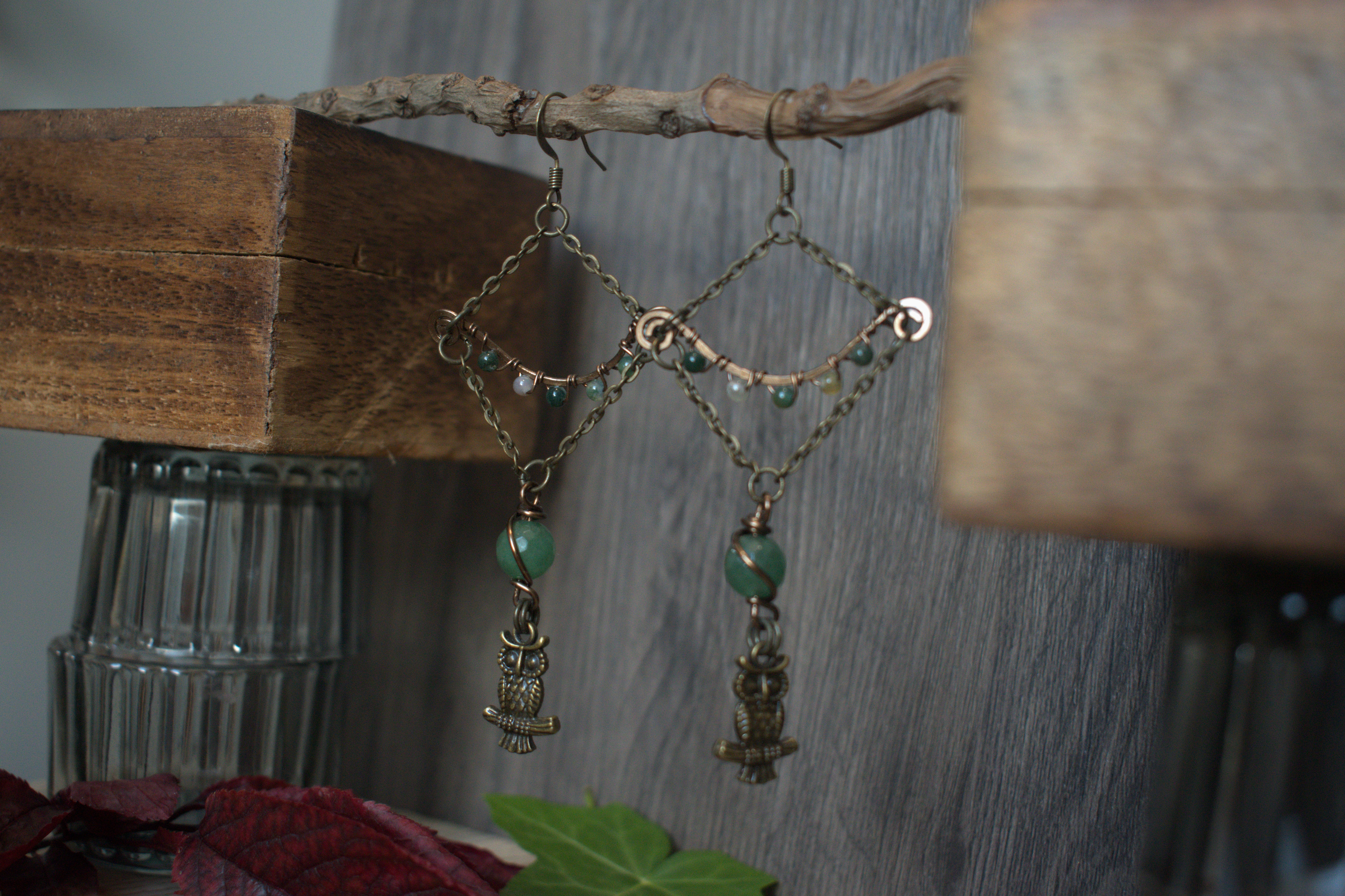 Boucles d'oreilles ~L'éveil du hibou~ Aventurine