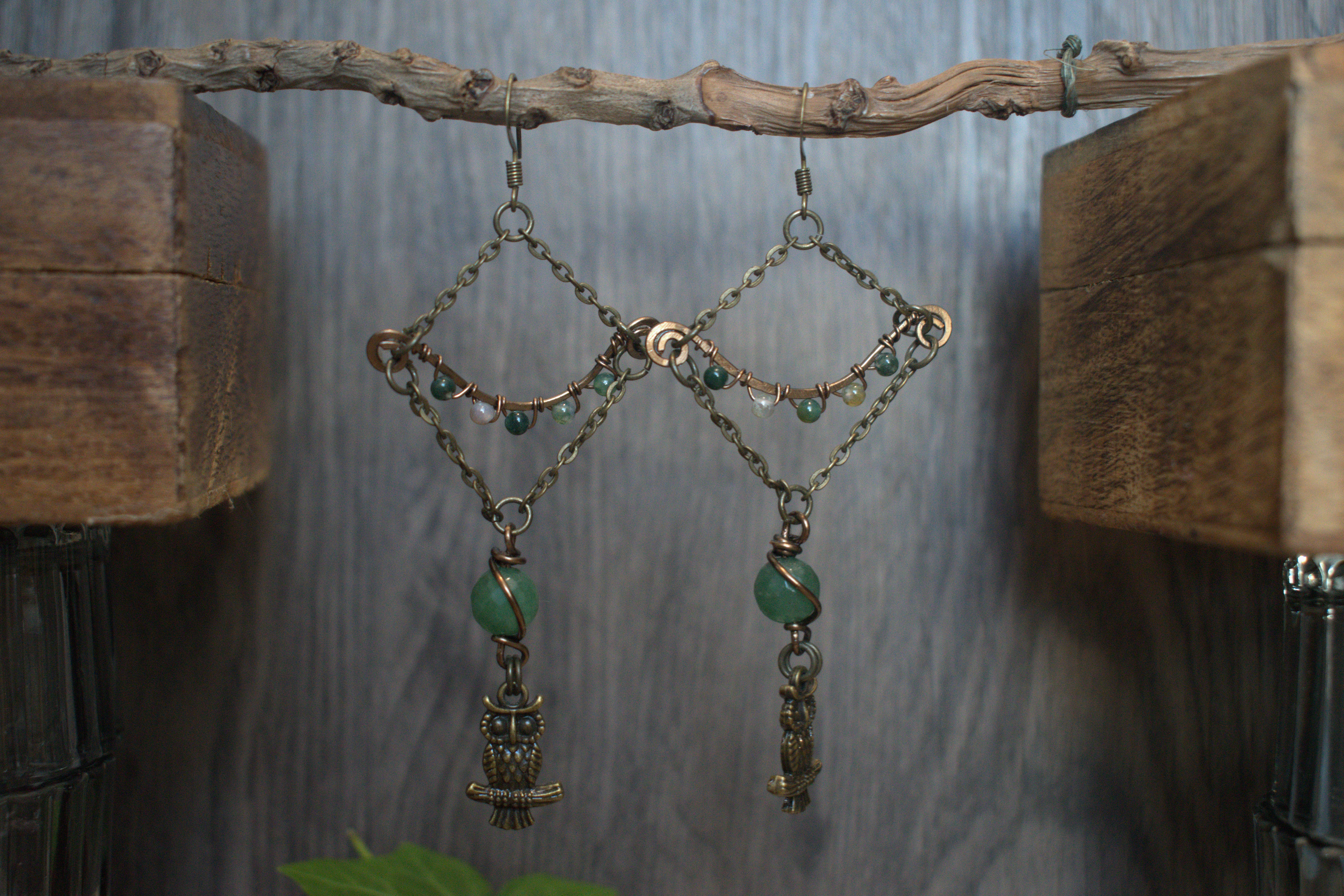 Boucles d'oreilles ~L'éveil du hibou~ Aventurine