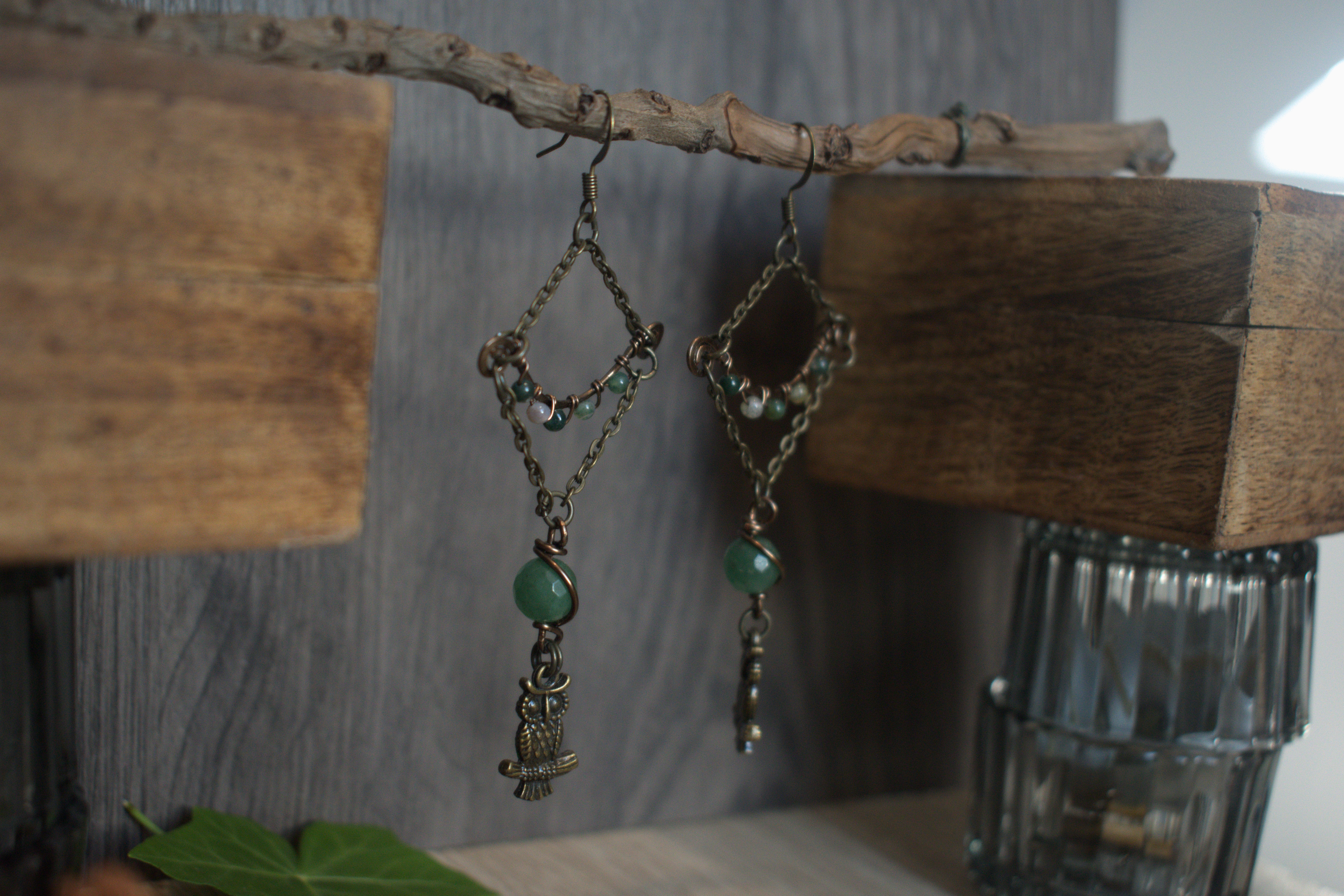 Boucles d'oreilles ~L'éveil du hibou~ Aventurine