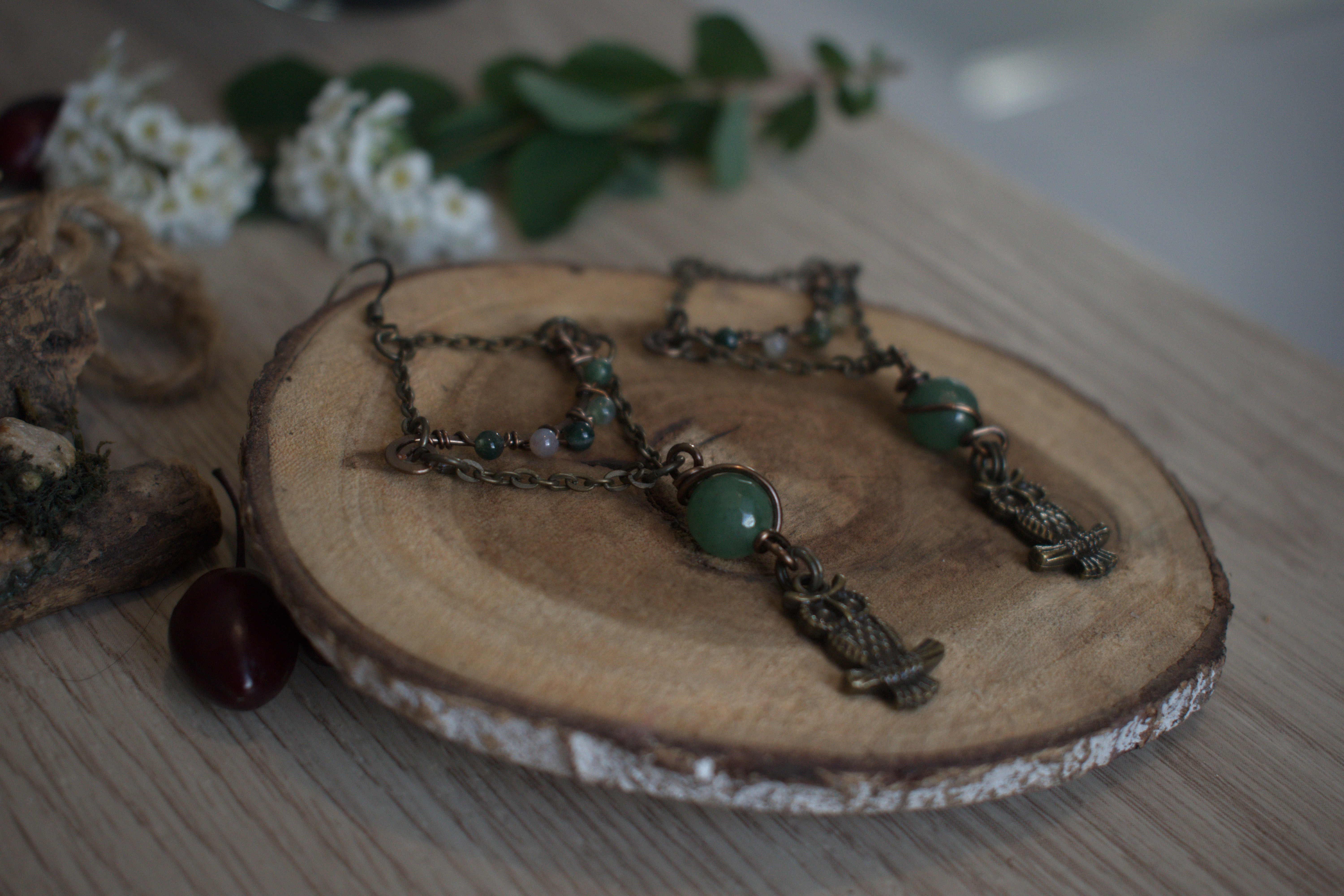 Boucles d'oreilles ~L'éveil du hibou~ Aventurine