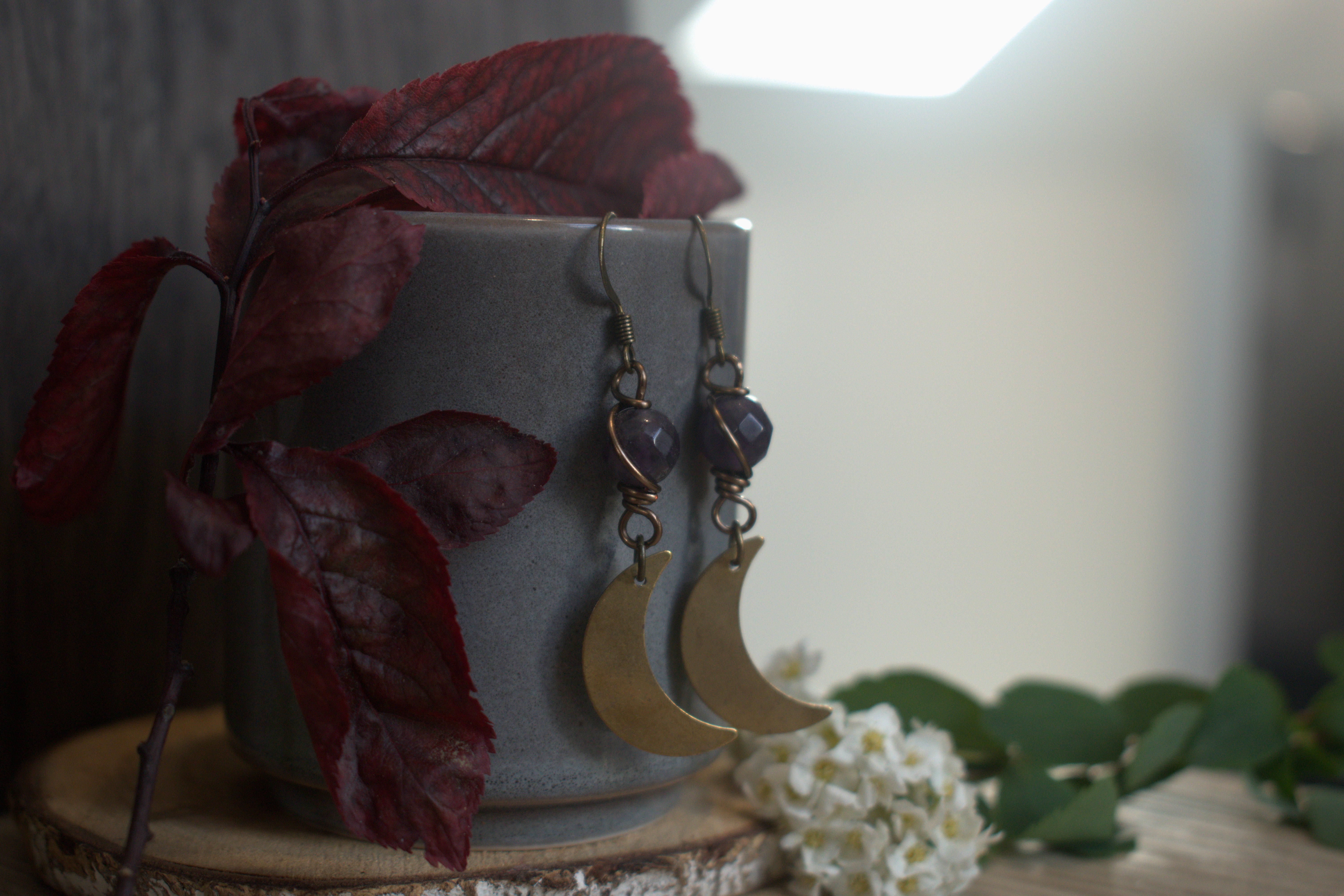 Boucles d'oreilles ~Lunaire~ Améthyste