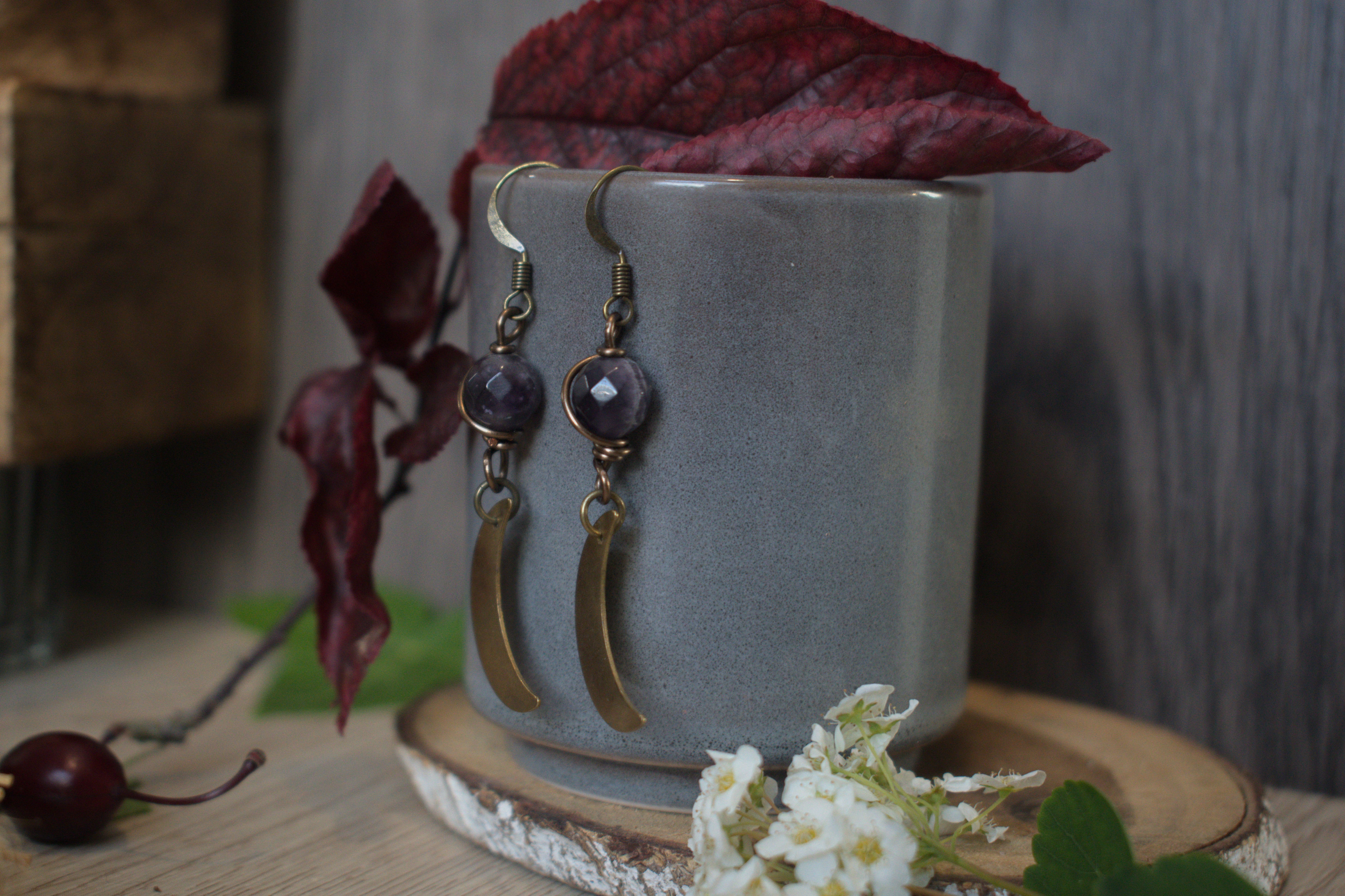 Boucles d'oreilles ~Lunaire~ Améthyste