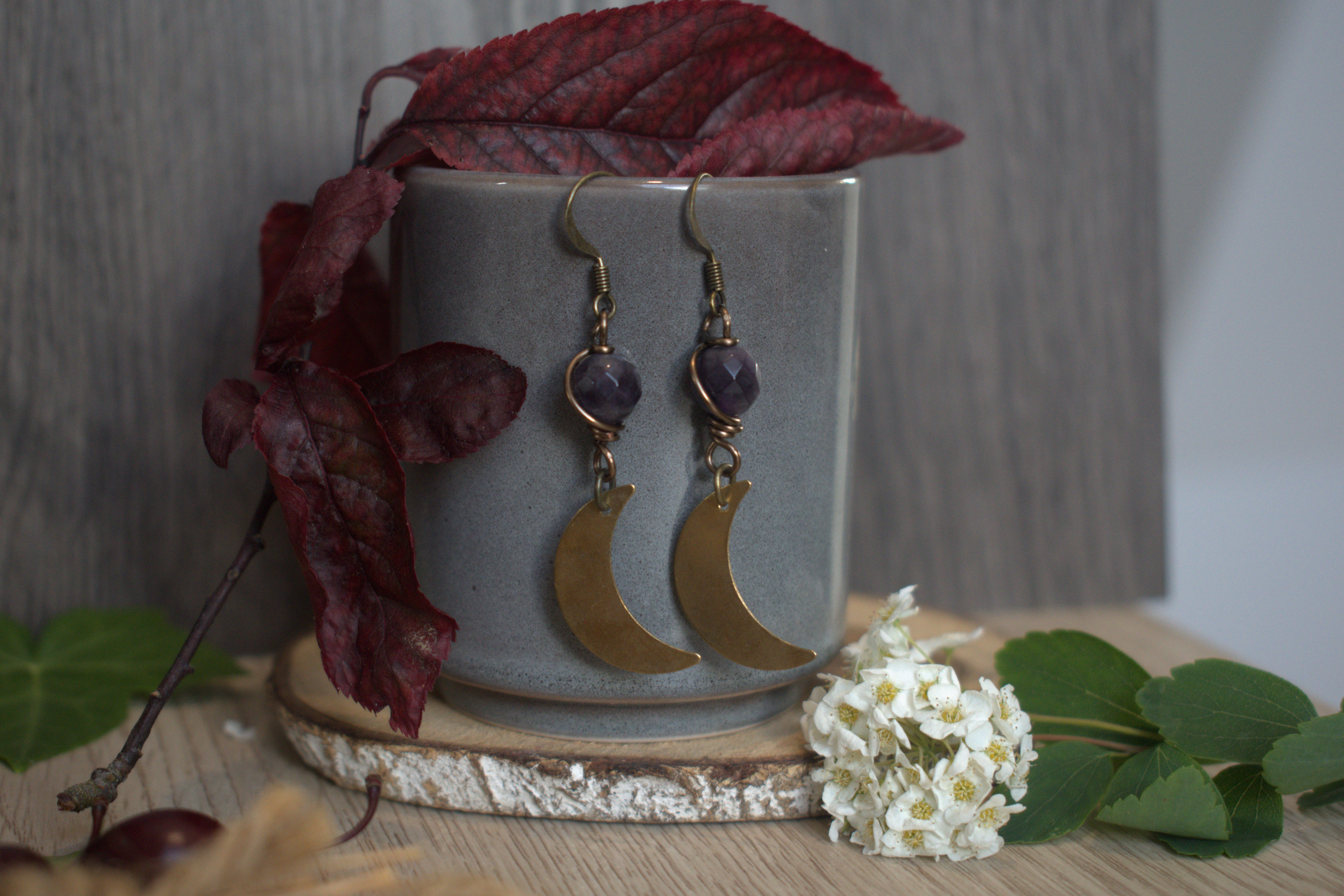 Boucles d'oreilles ~Lunaire~ Améthyste