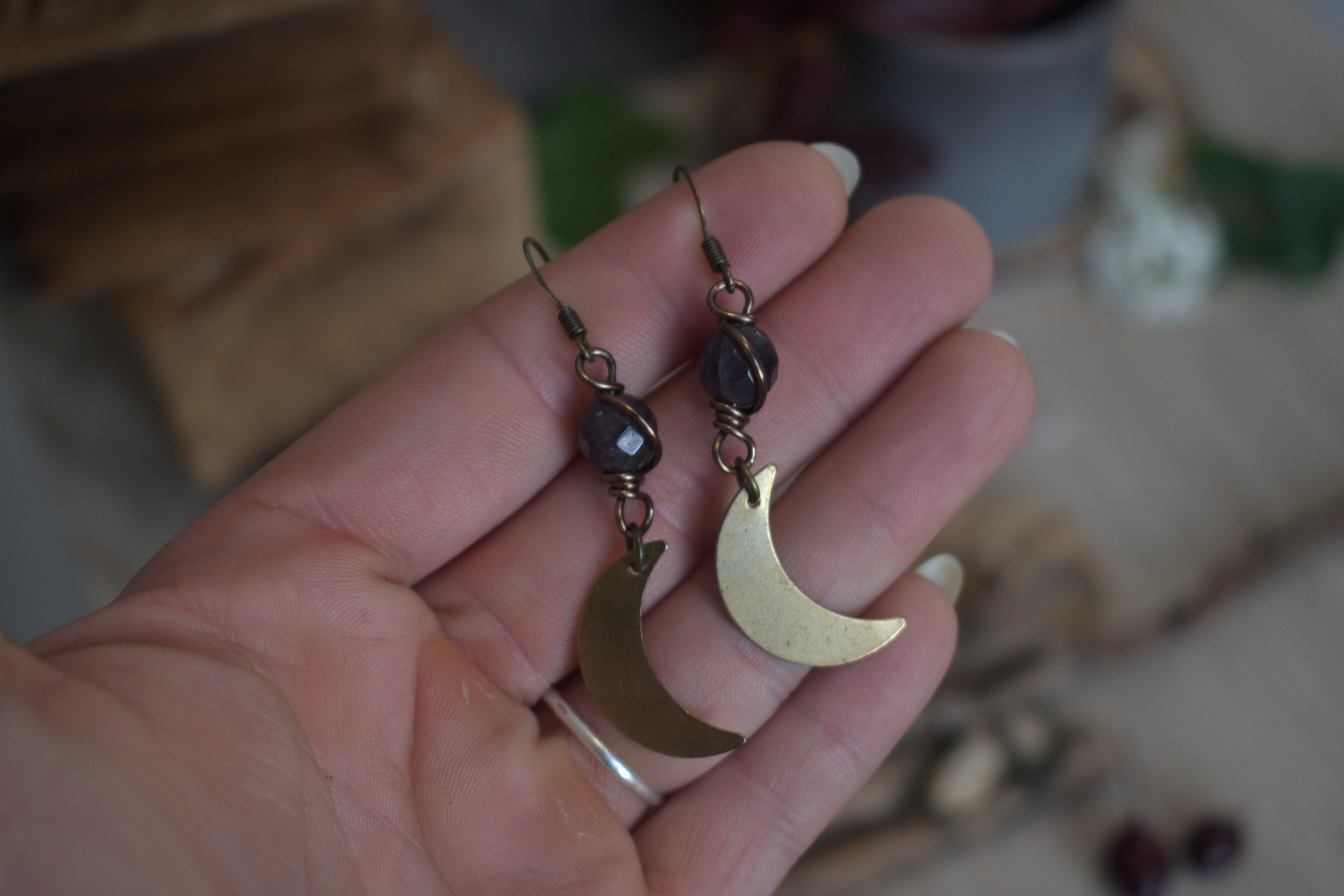 Boucles d'oreilles ~Lunaire~ Améthyste