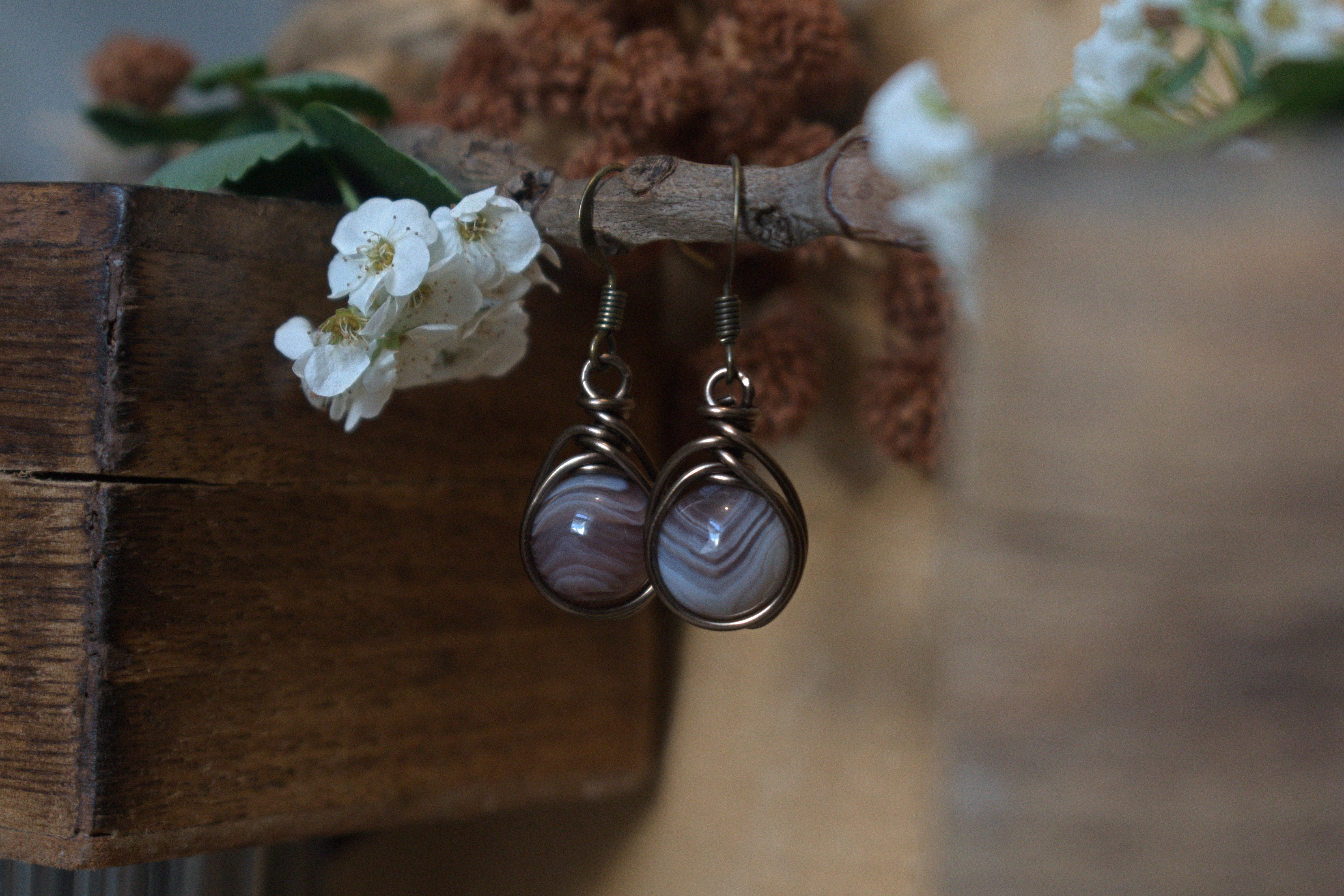 Boucles d'Oreilles ~Orëa~ Agate Crazy Lace