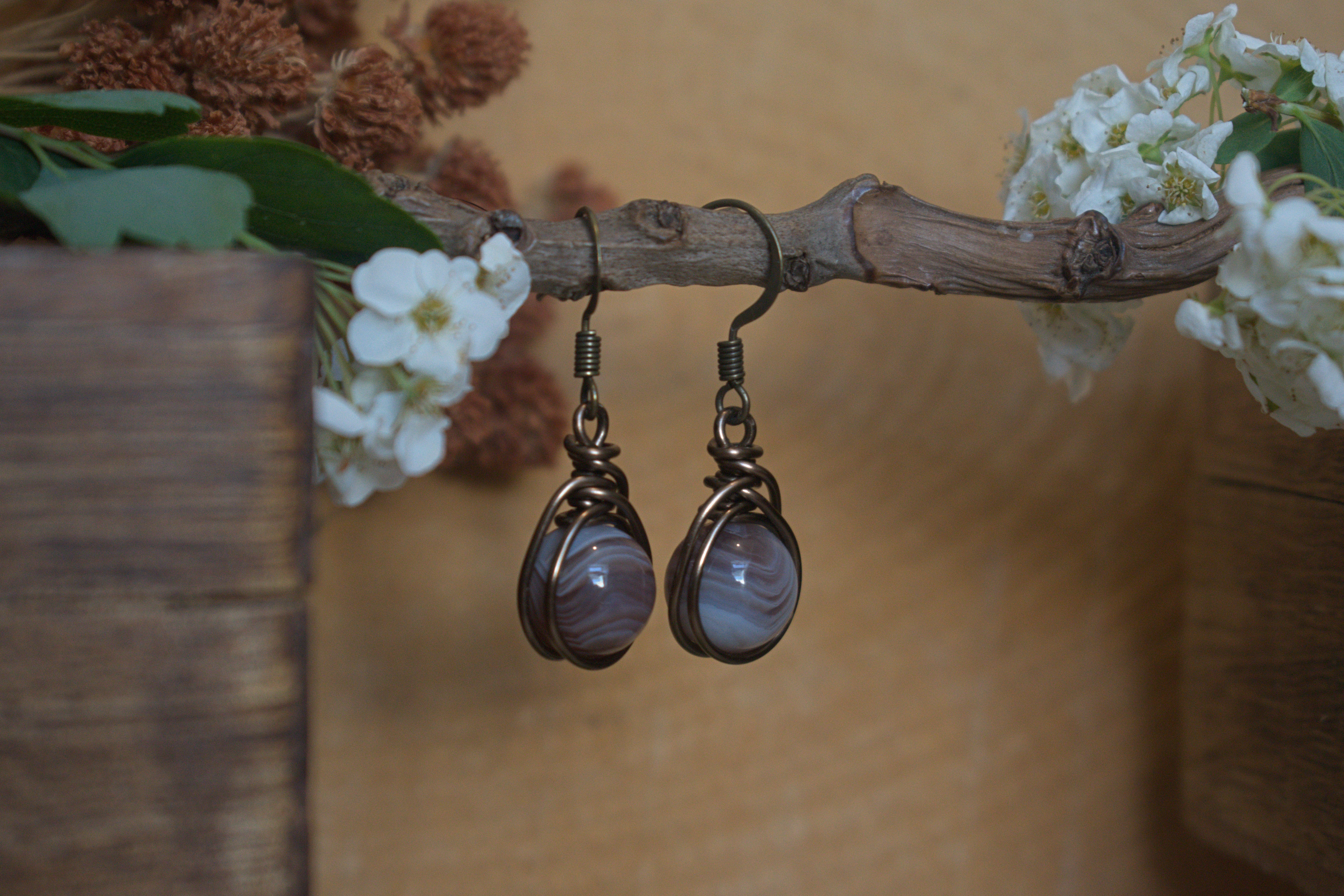 Boucles d'Oreilles ~Orëa~ Agate Crazy Lace