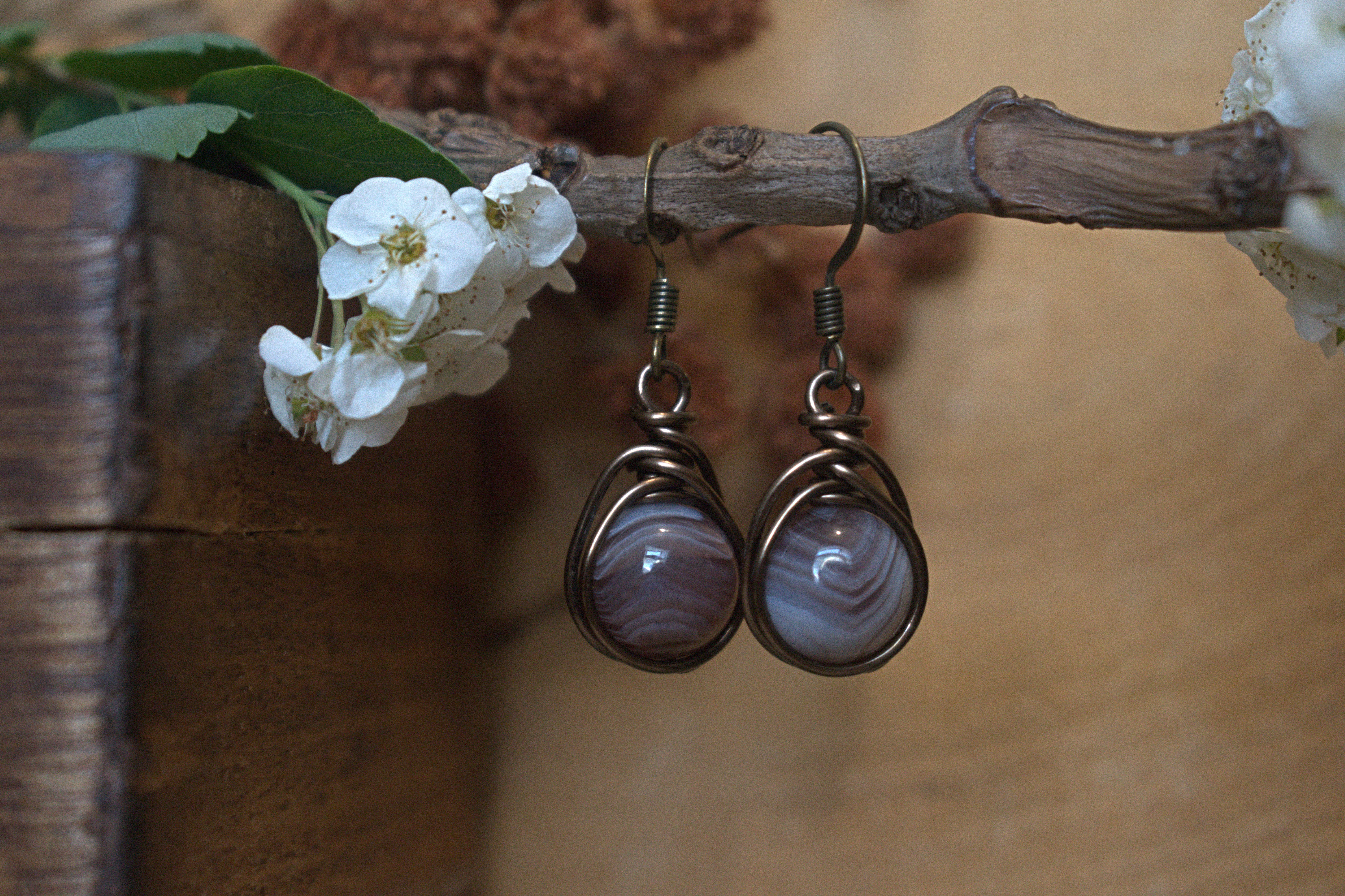 Boucles d'Oreilles ~Orëa~ Agate Crazy Lace
