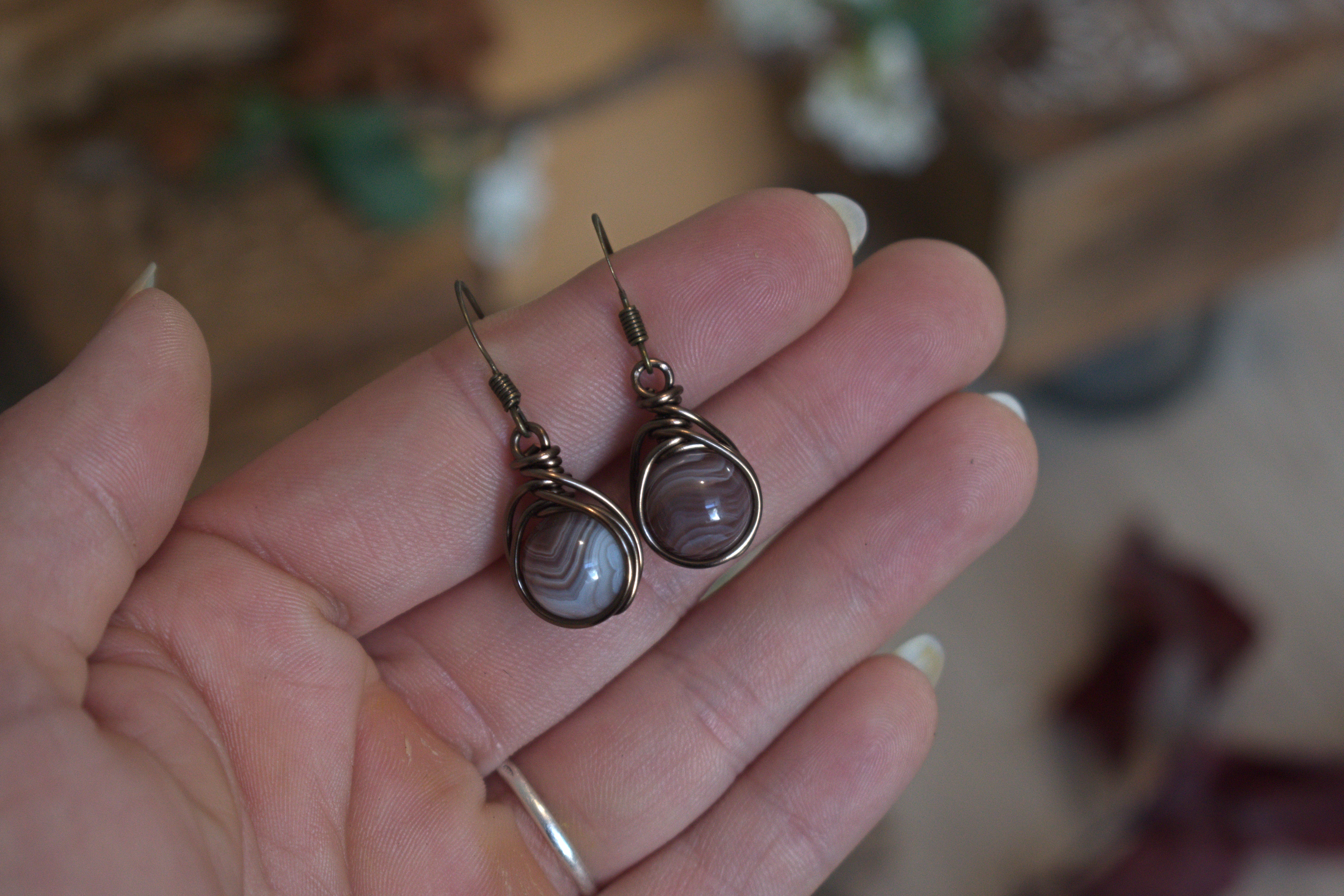 Boucles d'Oreilles ~Orëa~ Agate Crazy Lace