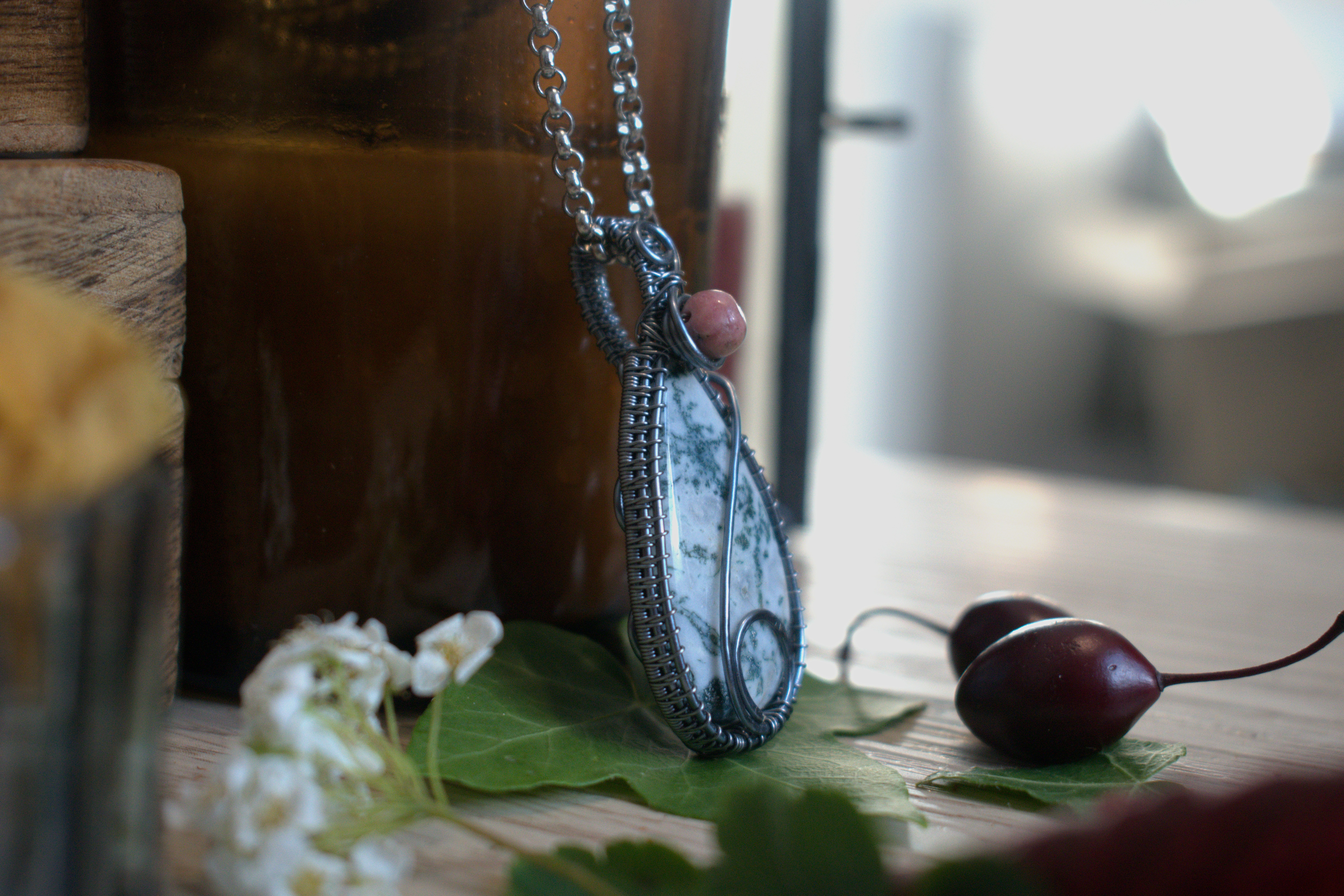Collier ~Rosée Sylvestre~ Agate Arbre