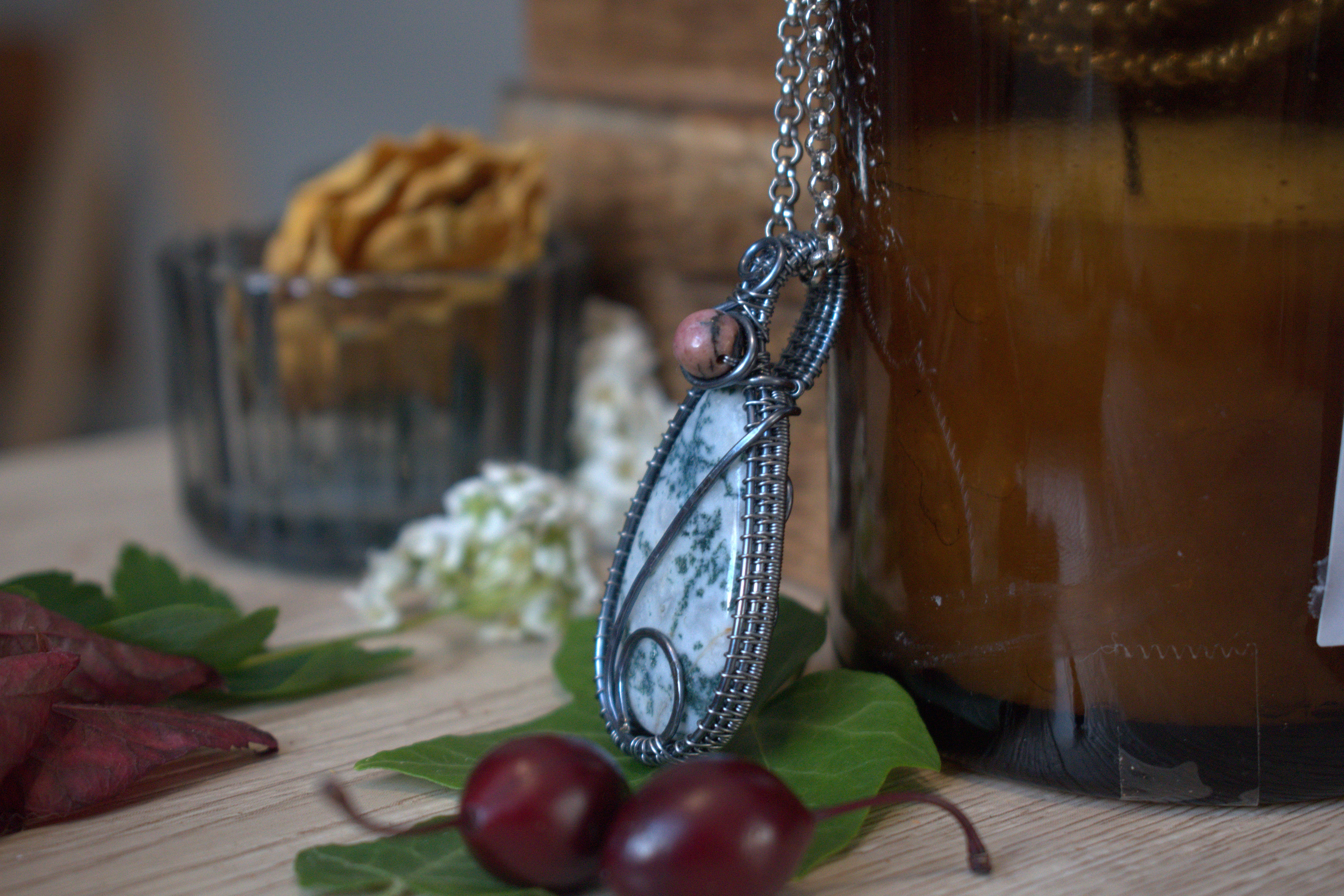 Collier ~Rosée Sylvestre~ Agate Arbre