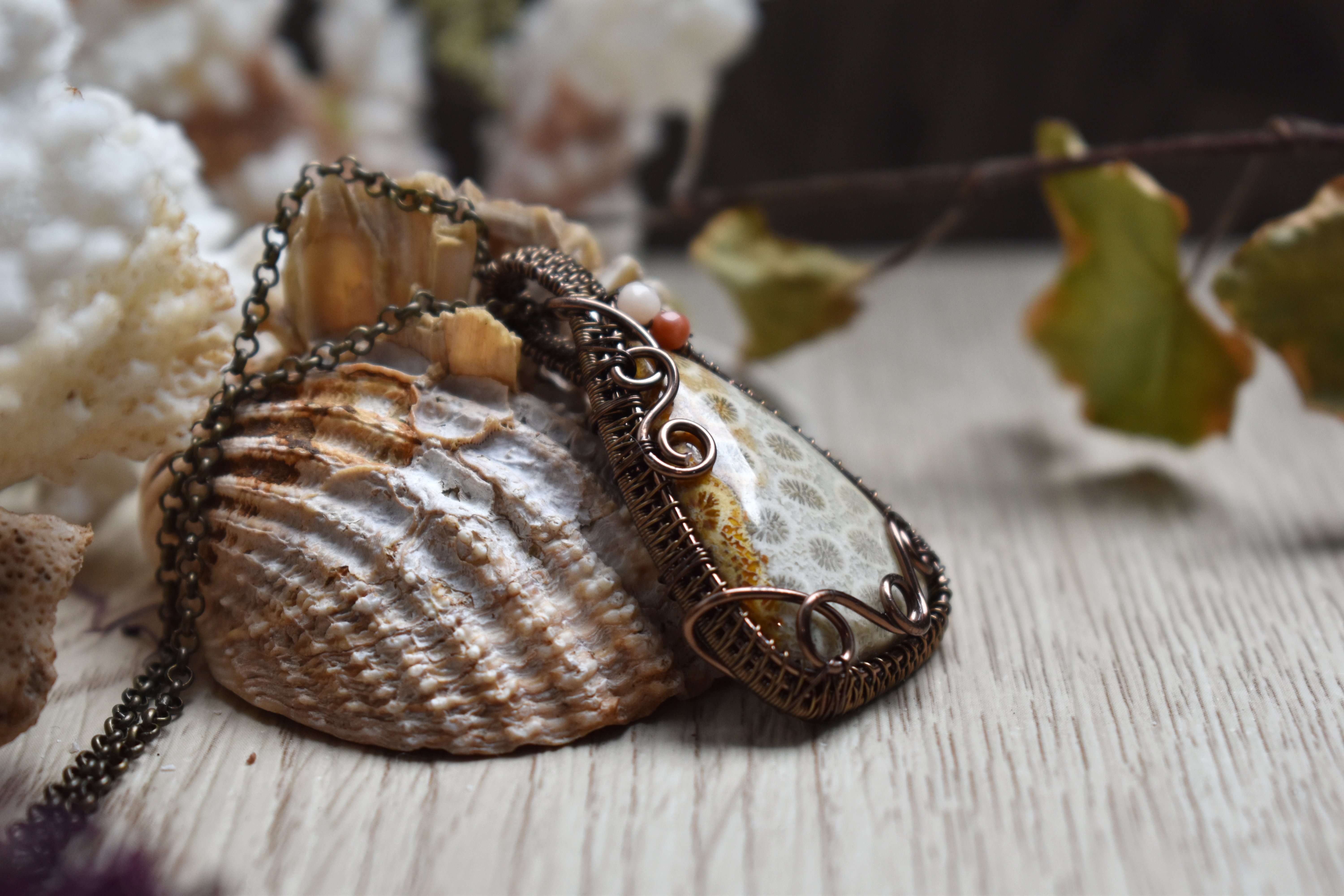 Collier ~Récifs Coraliens~ Corail Fossilisé