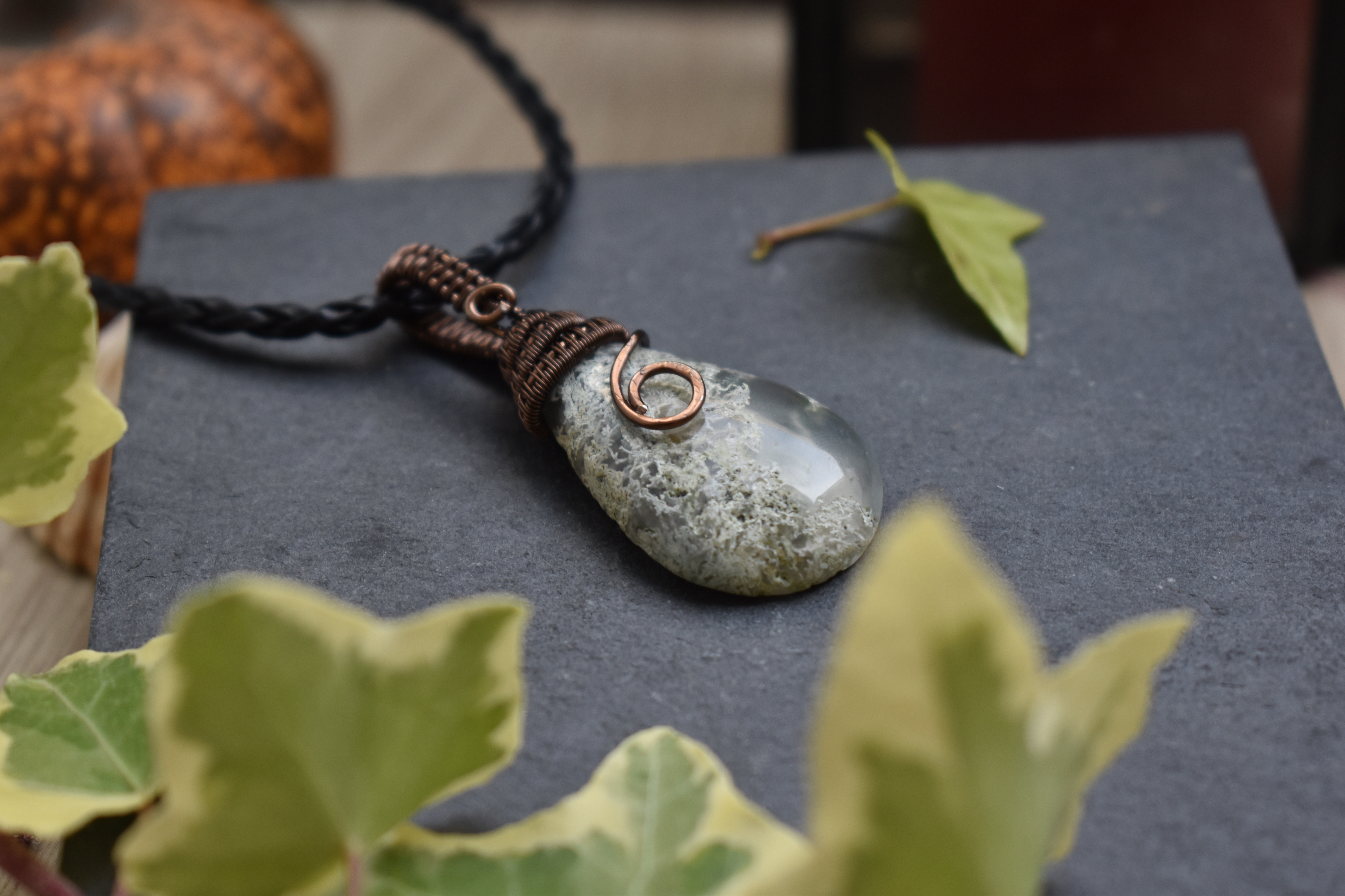 Pendentif ~Souffle du Guerrier~ Agate Mousse