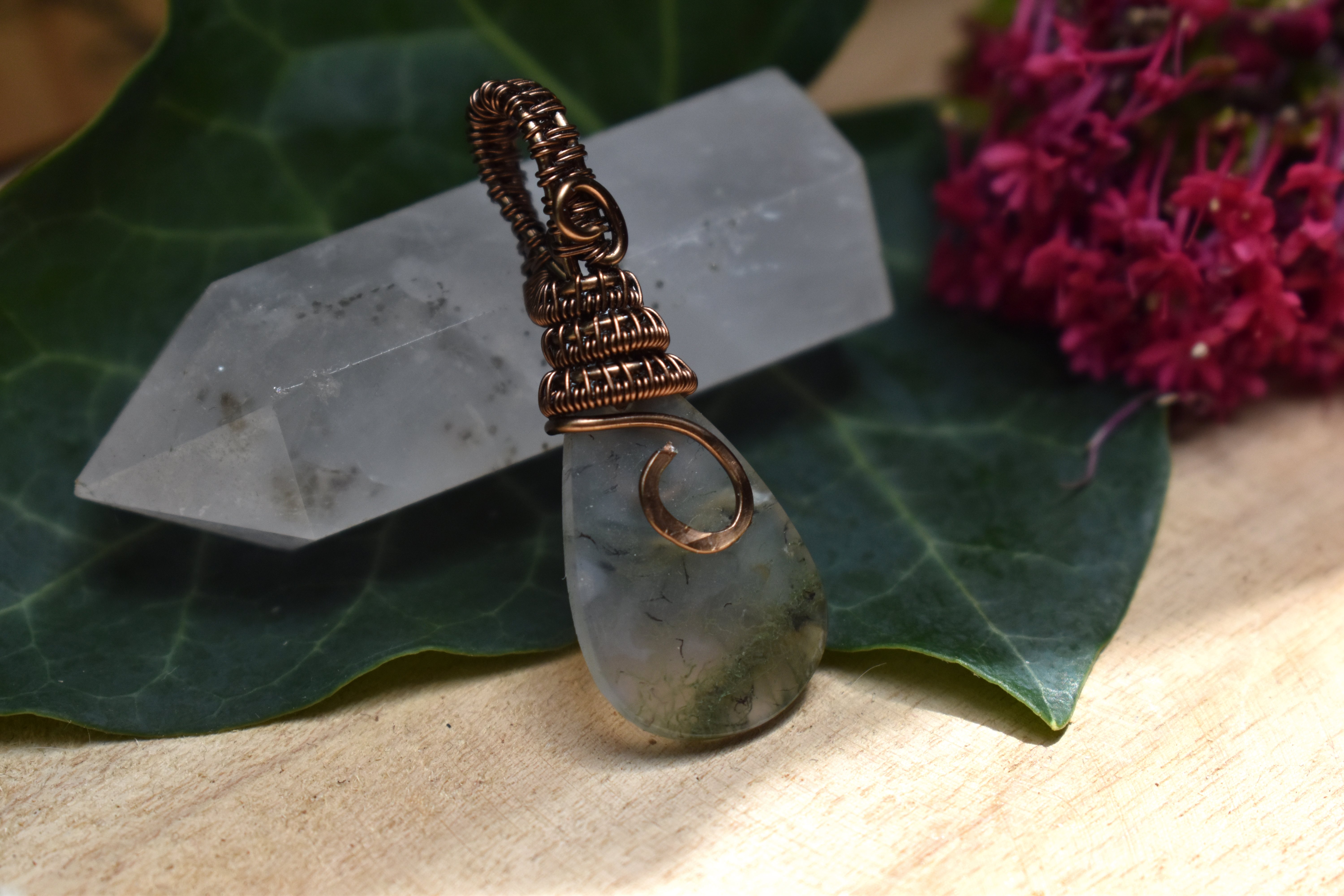 Pendentif ~Gardien du Souffle~ Agate Mousse