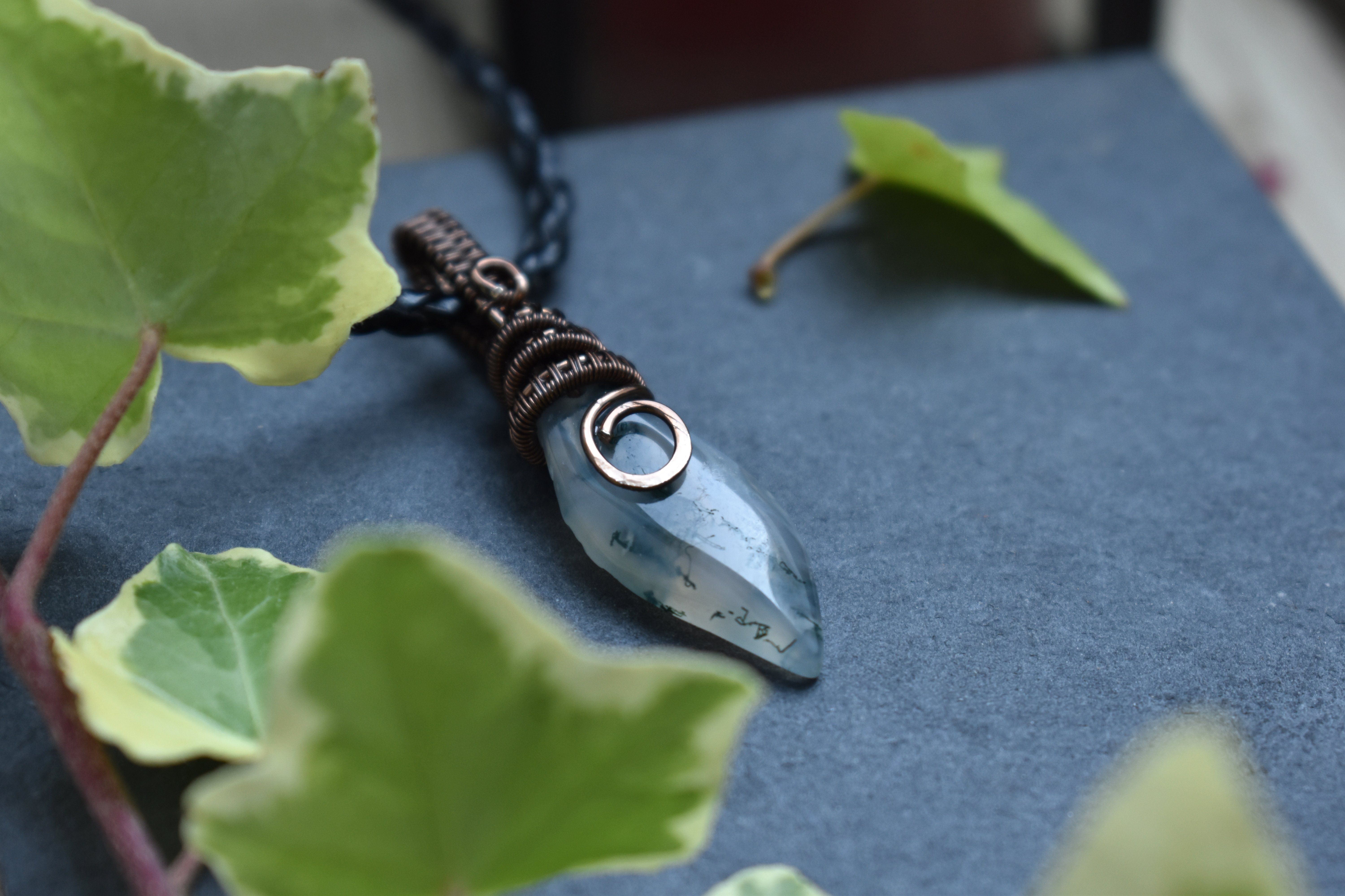 Pendentif ~Gardien du Souffle~ Agate Mousse 