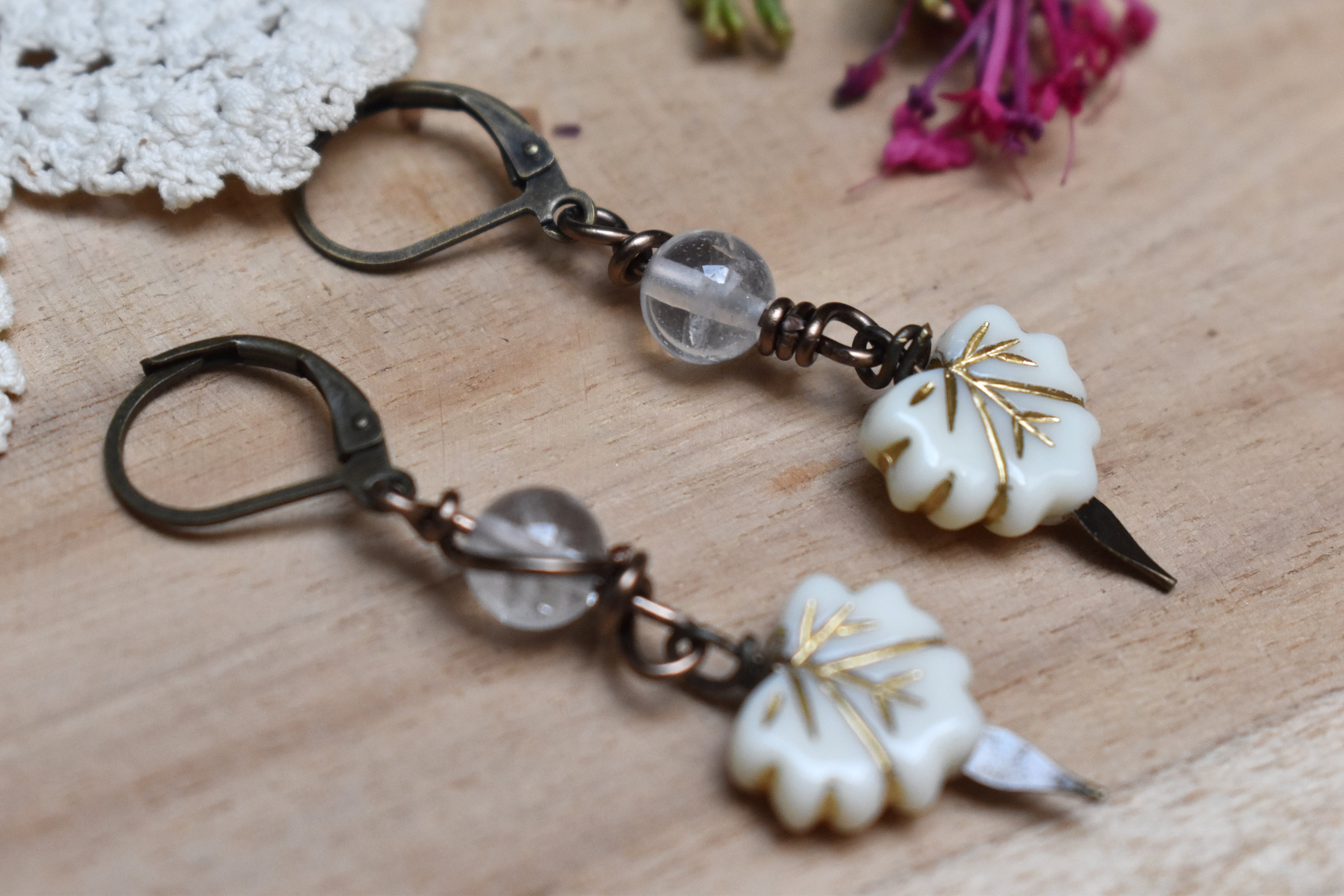 Boucles d'Oreilles ~Lyséa~ Cristal de Roche
