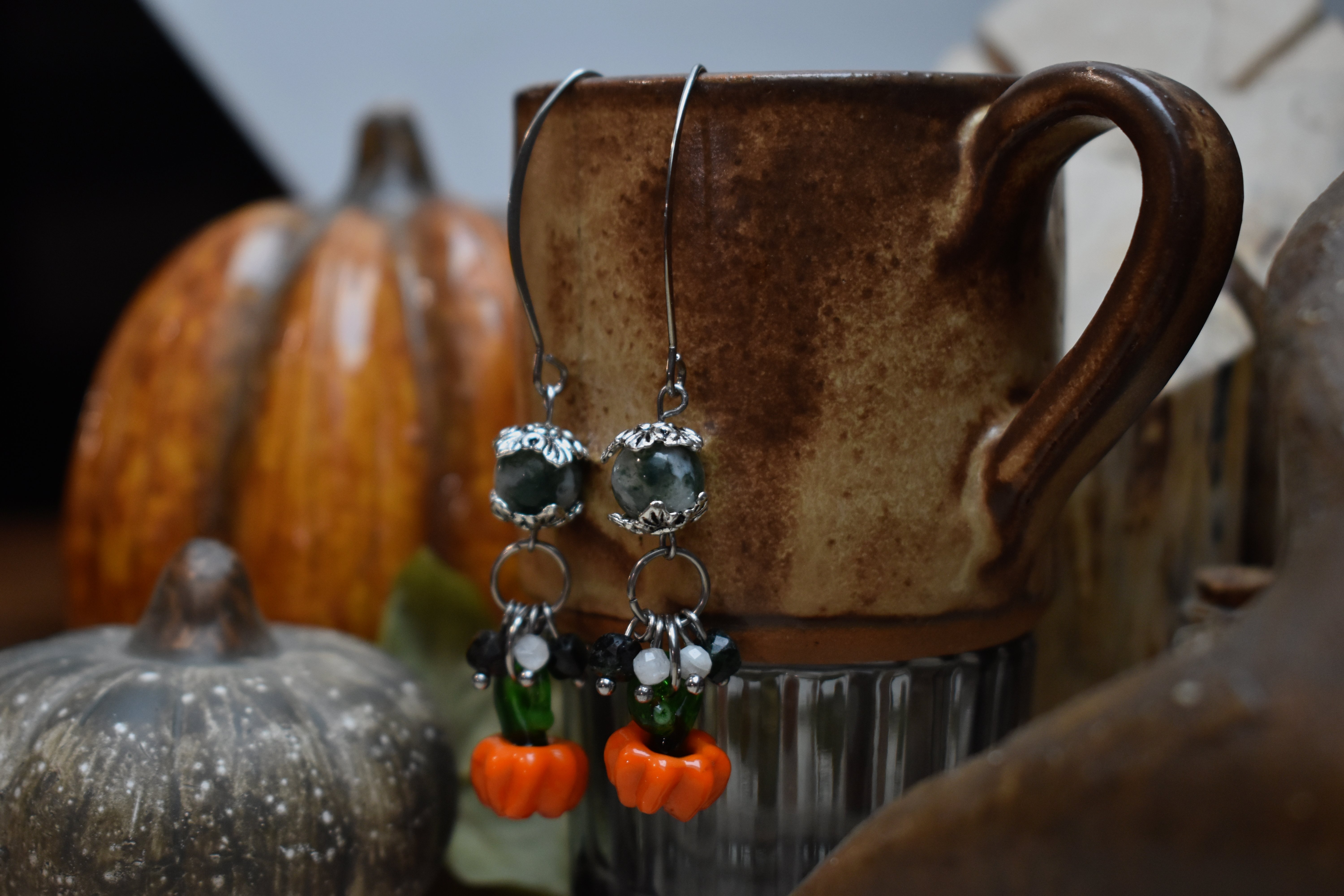 Boucles d'Oreilles ~Pumpkin~ Agate Arbre 