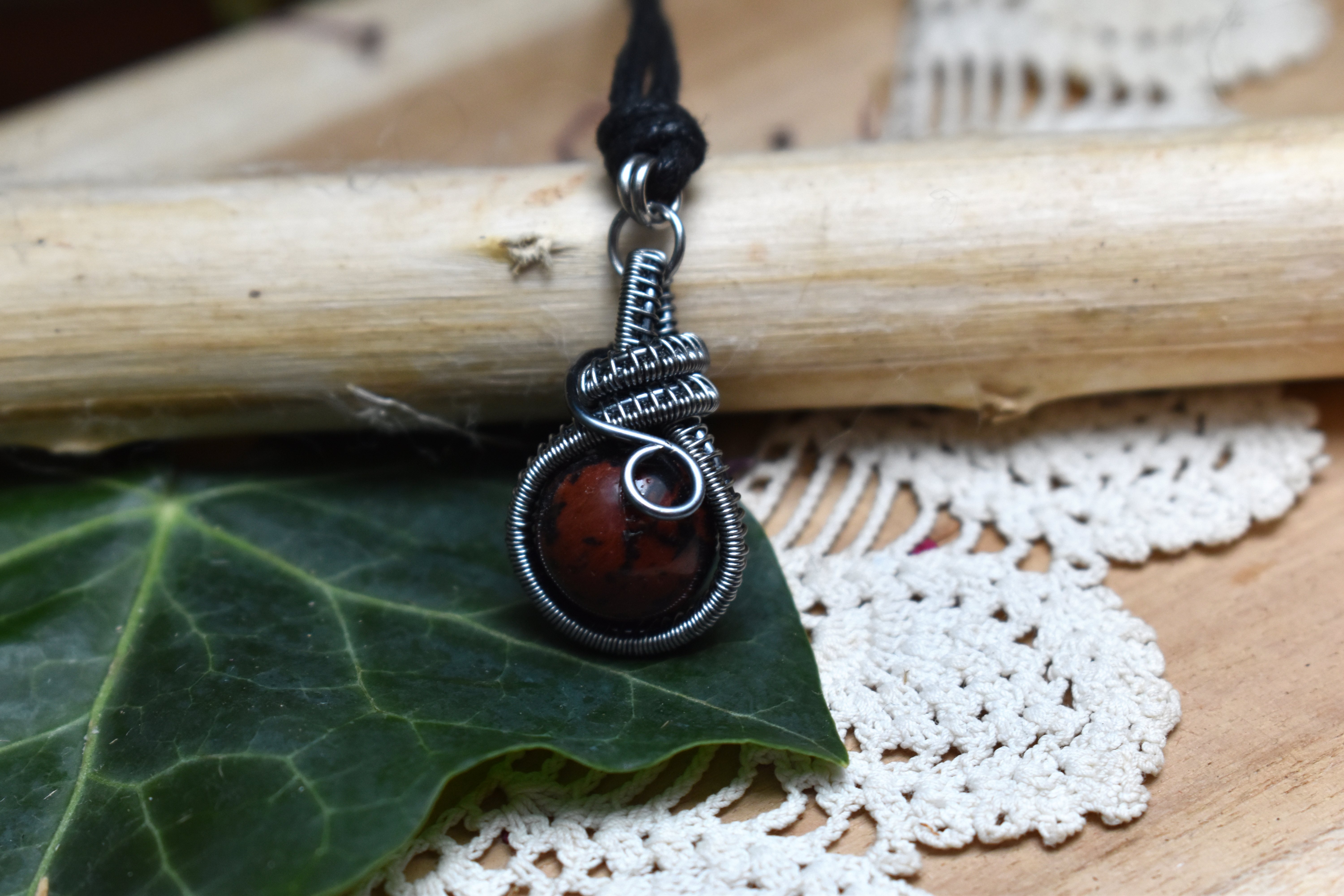 Pendentif ~Fidget~ Obsidienne Acajou